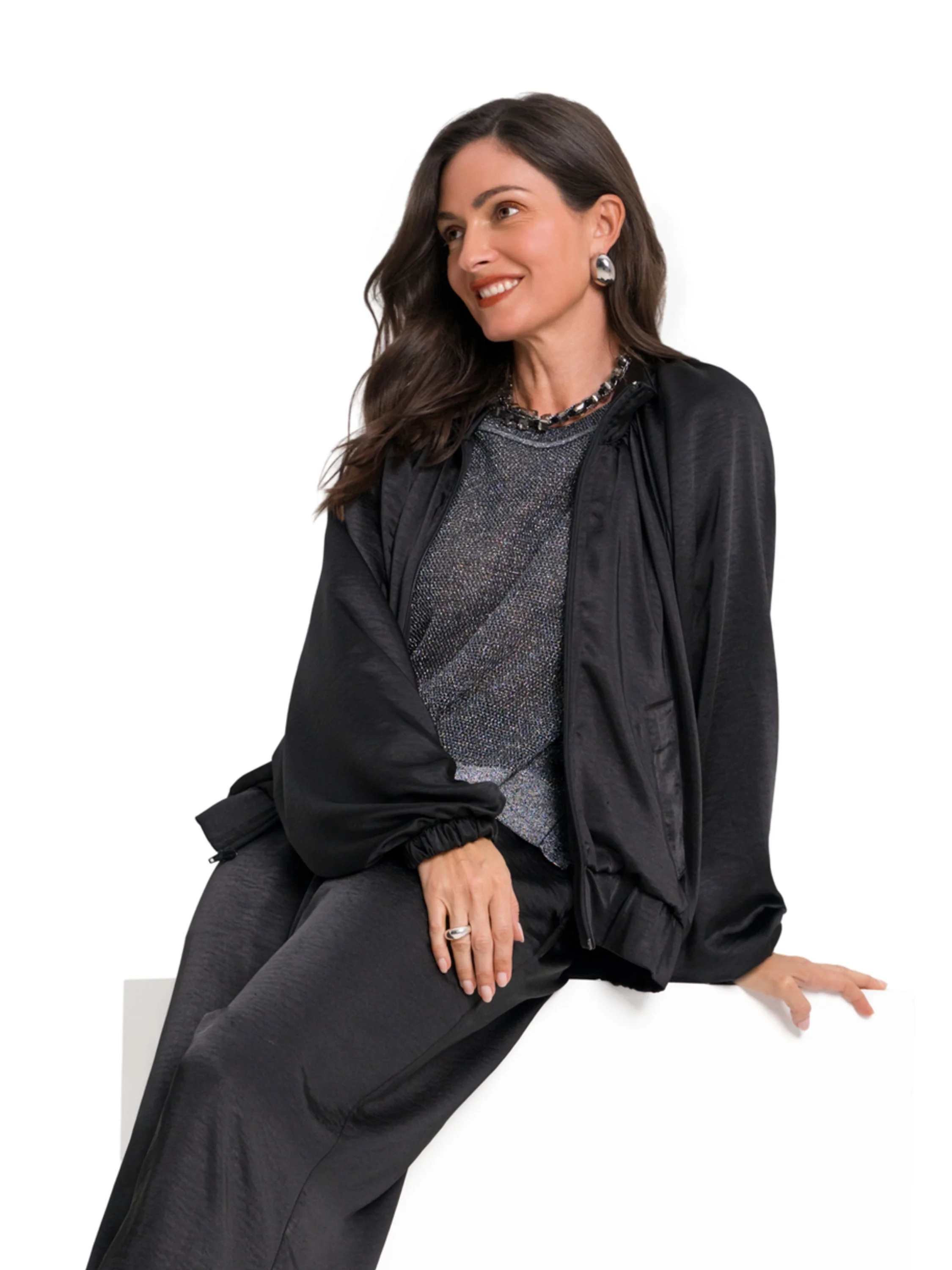 Evening Bomber Jacket in Black