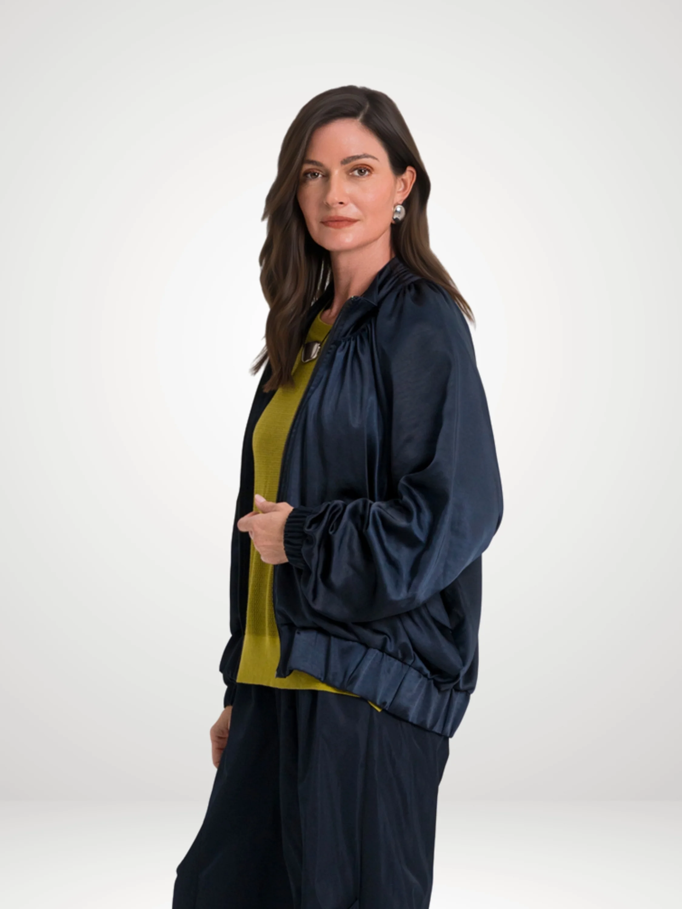 Evening Bomber Jacket in Midnight