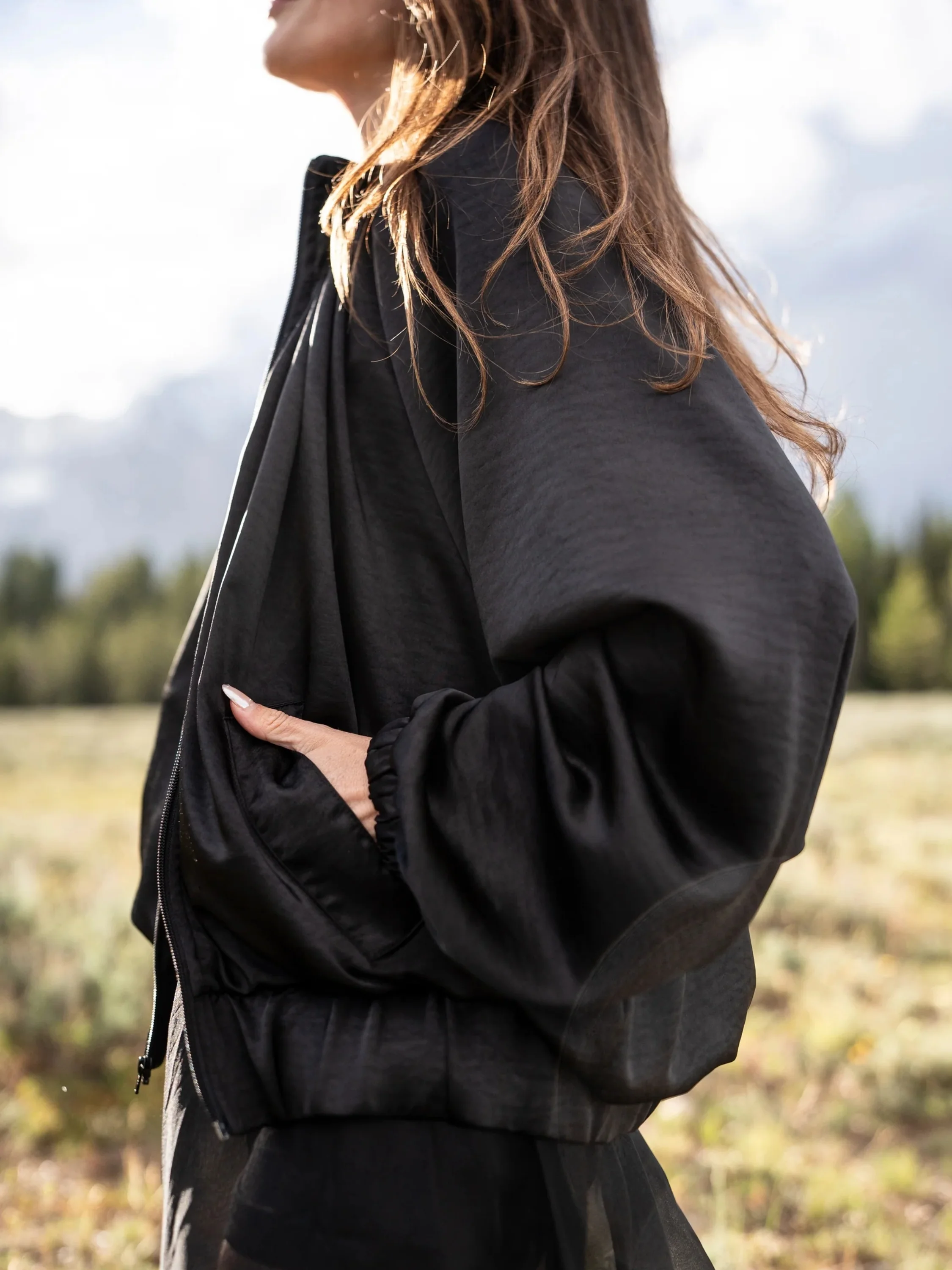 Evening Bomber Jacket in Black