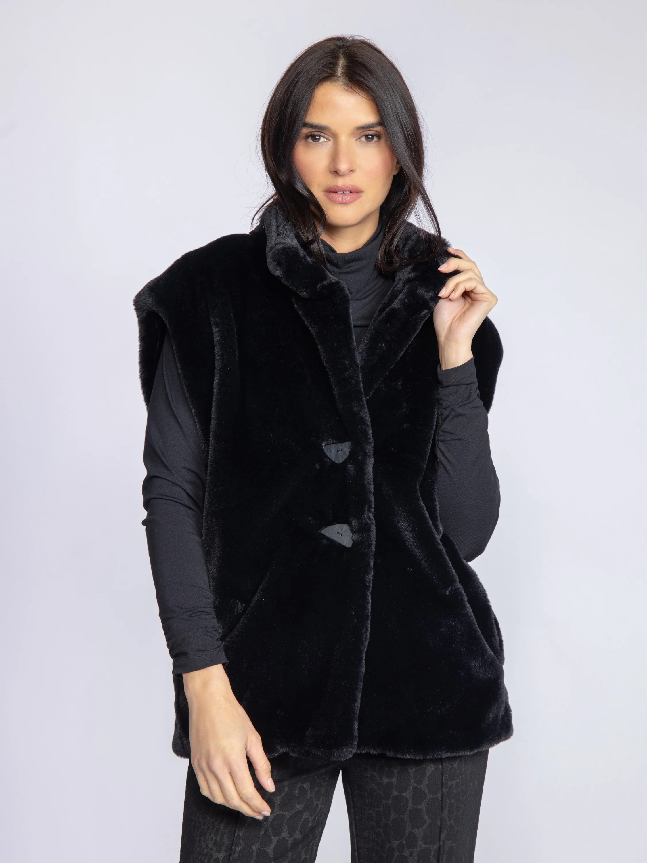 Faux Fur Stellar Vest in Black