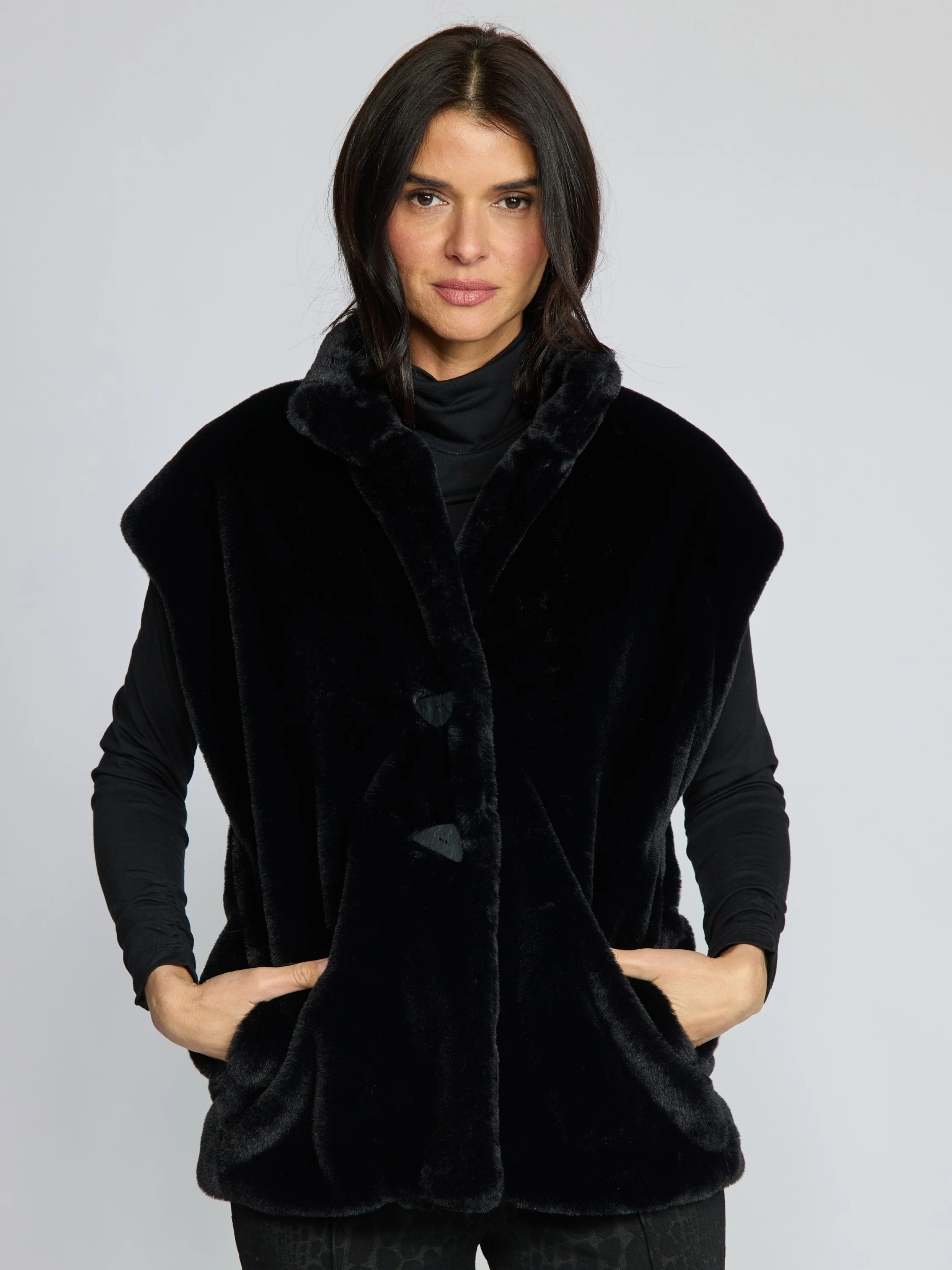 Faux Fur Stellar Vest in Black