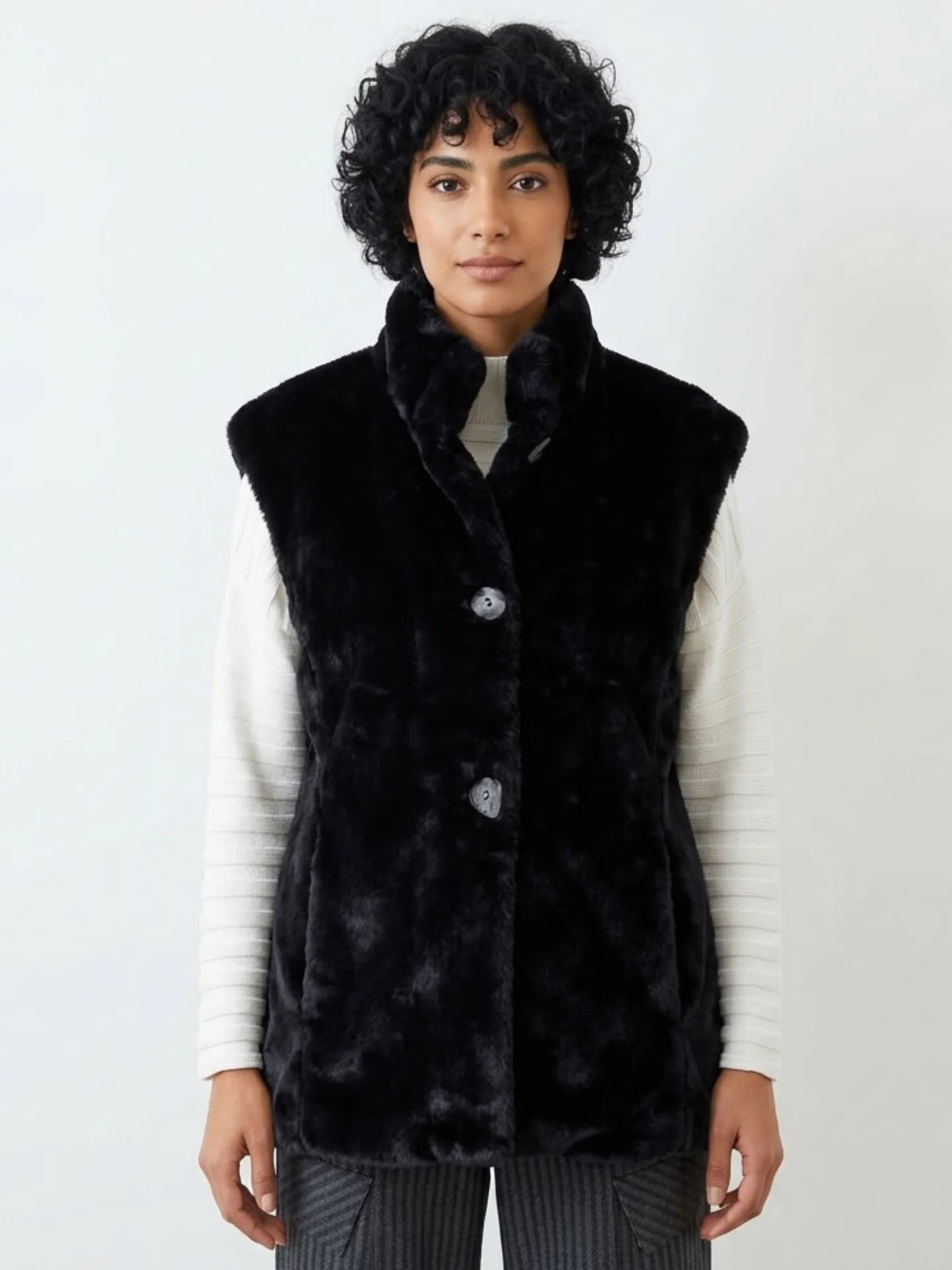 Faux Fur Stellar Vest in Black