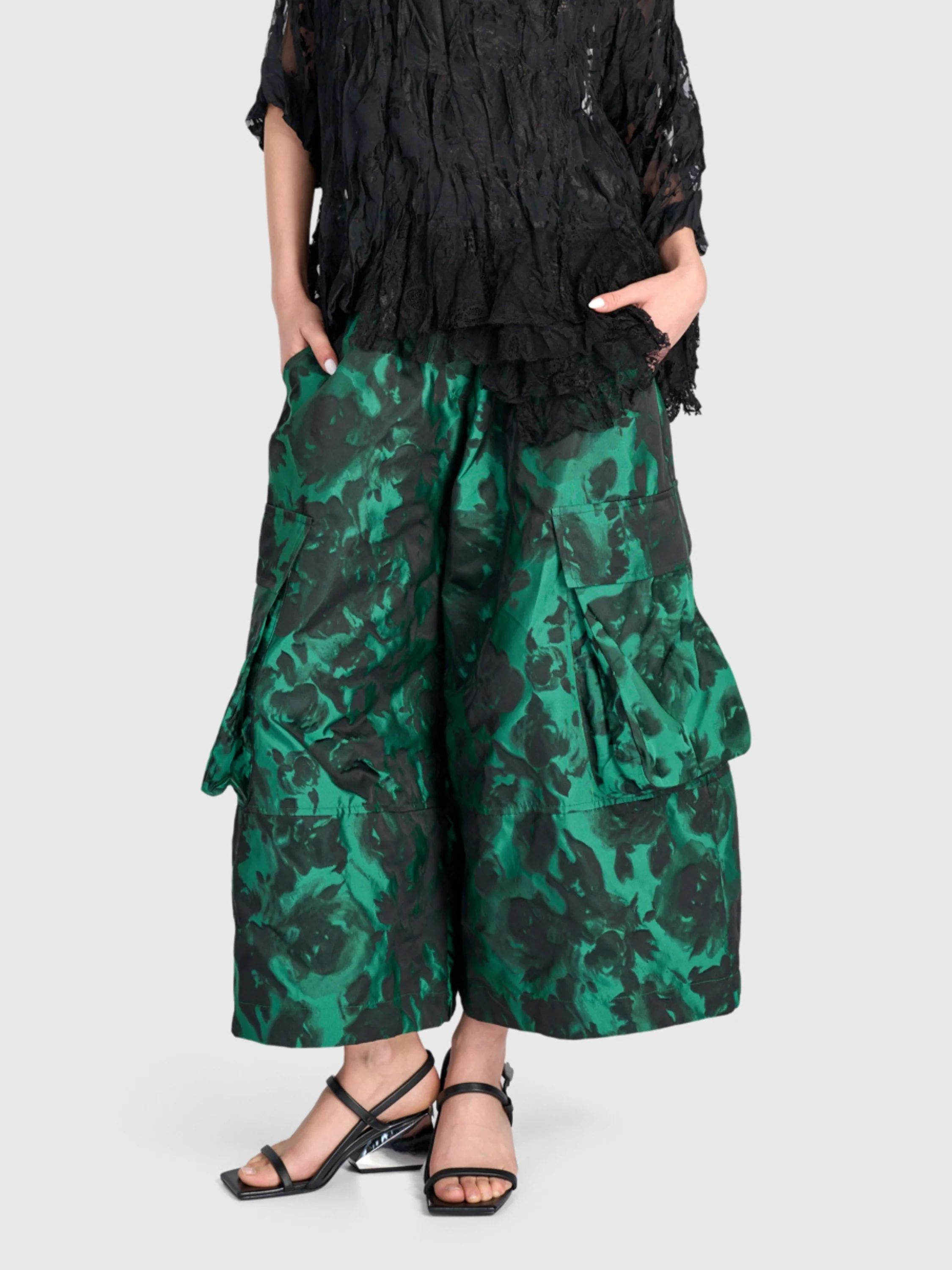 Floral Jacquard Pant in Emerald