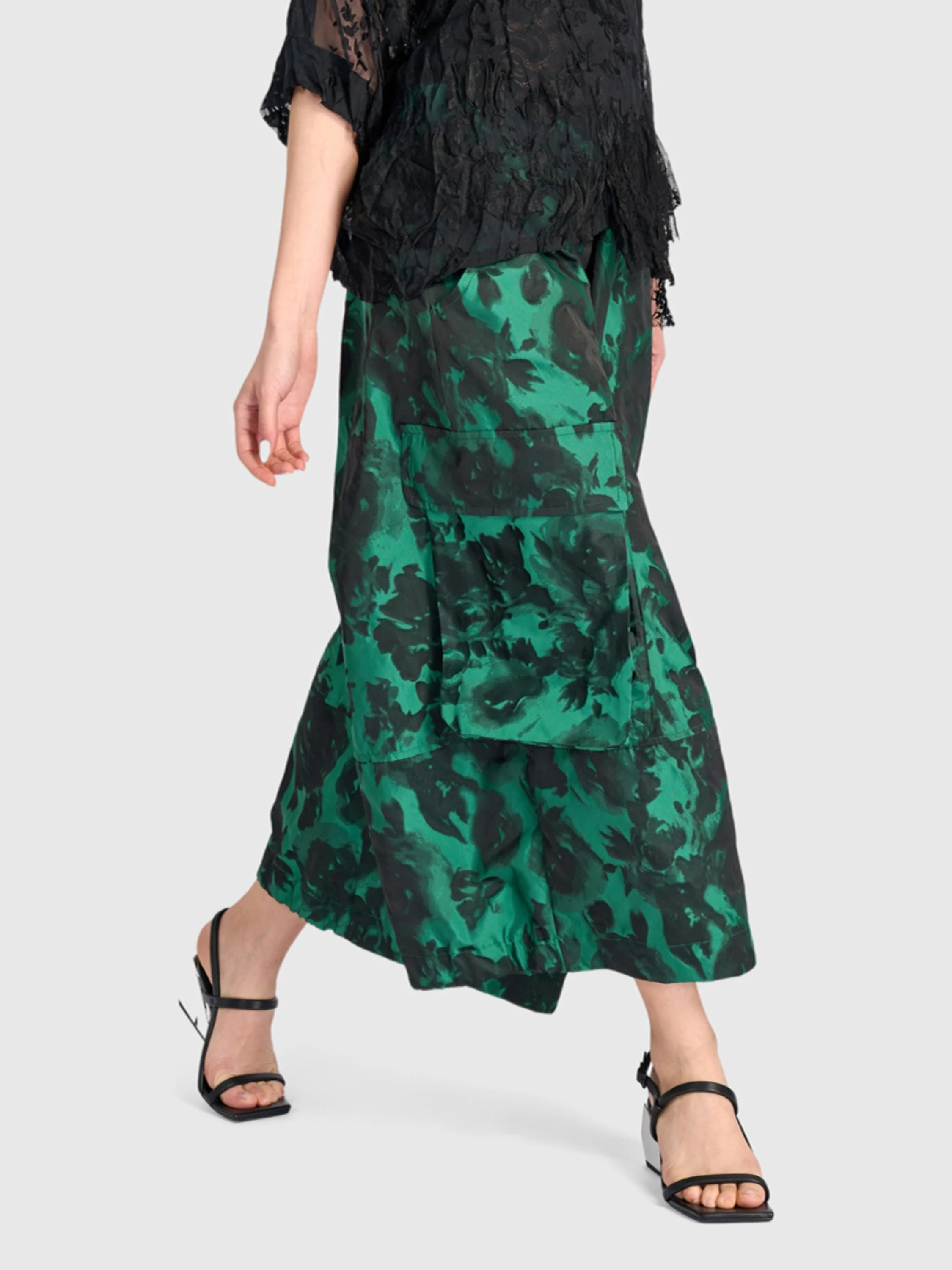 Floral Jacquard Pant in Emerald