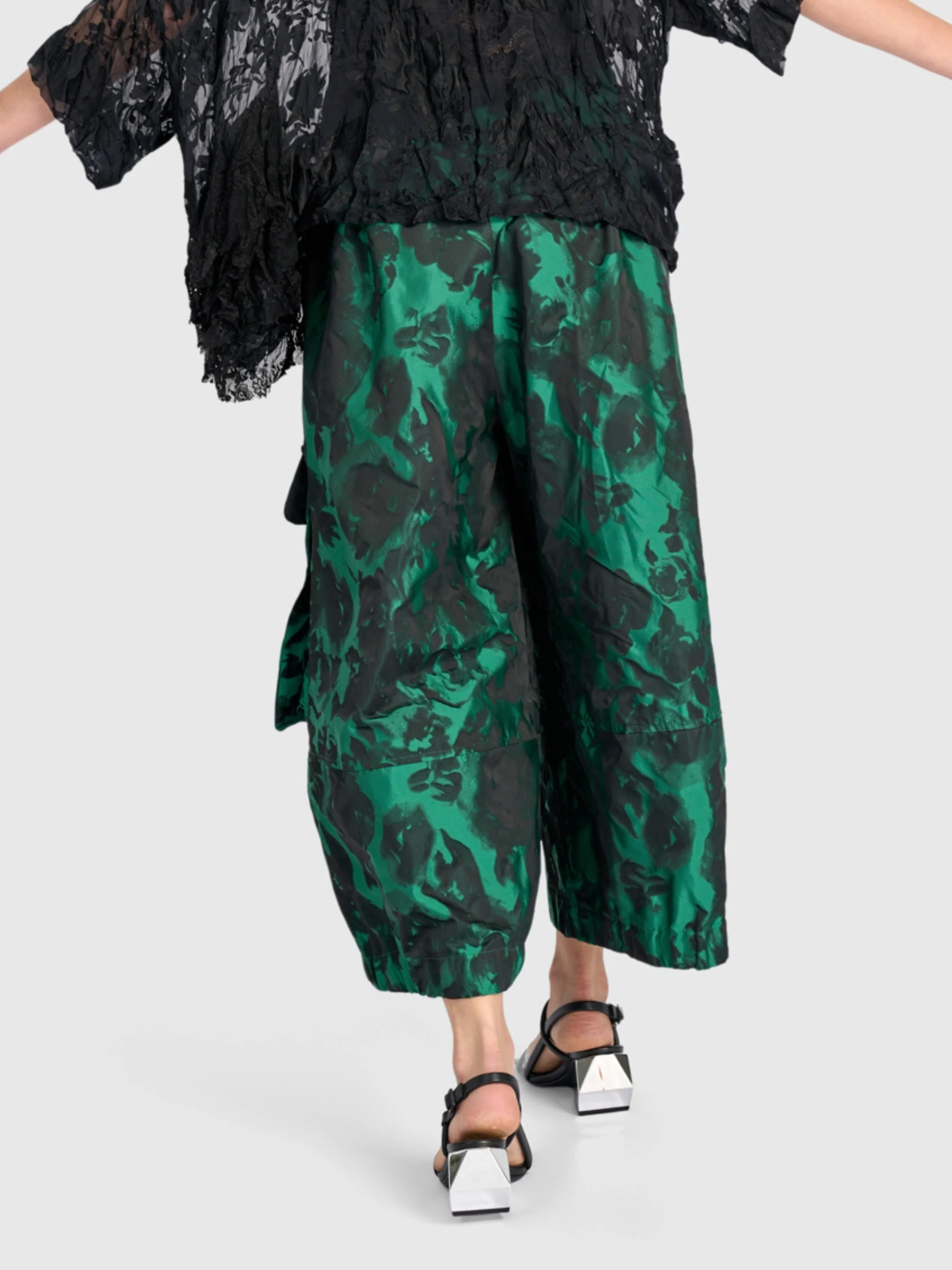 Floral Jacquard Pant in Emerald