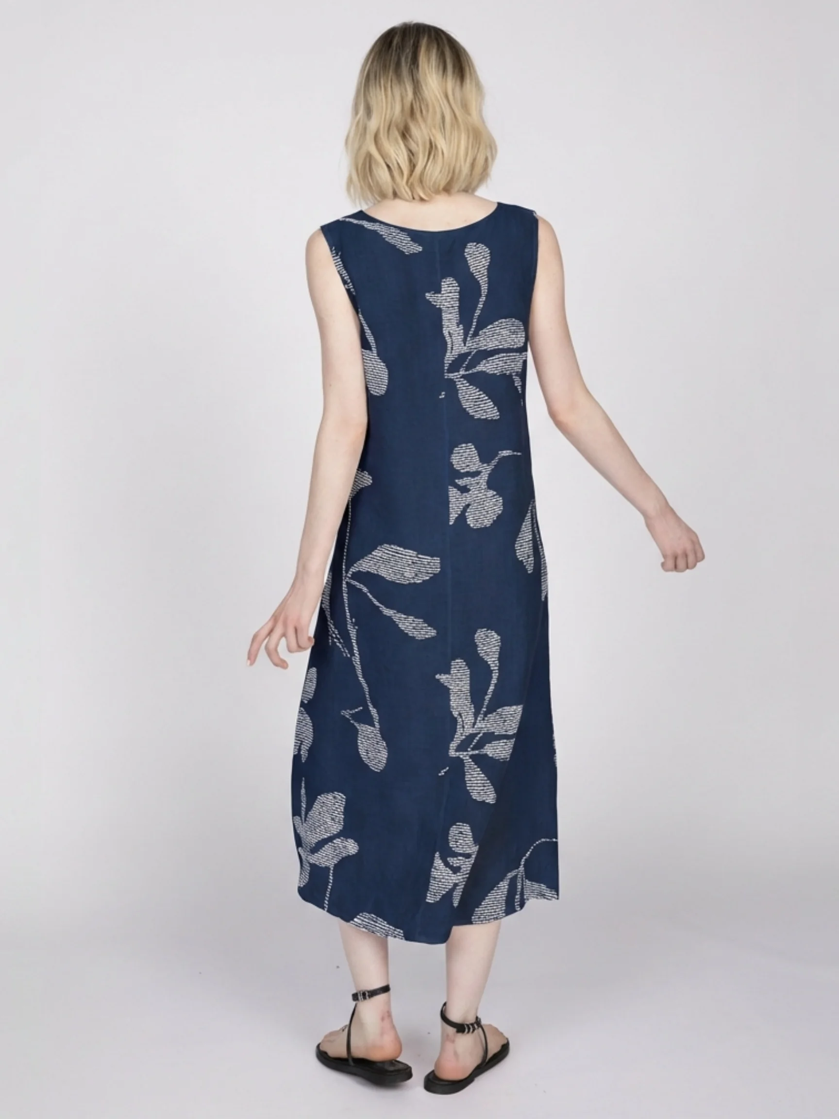 Floral Tank Dress in Navy