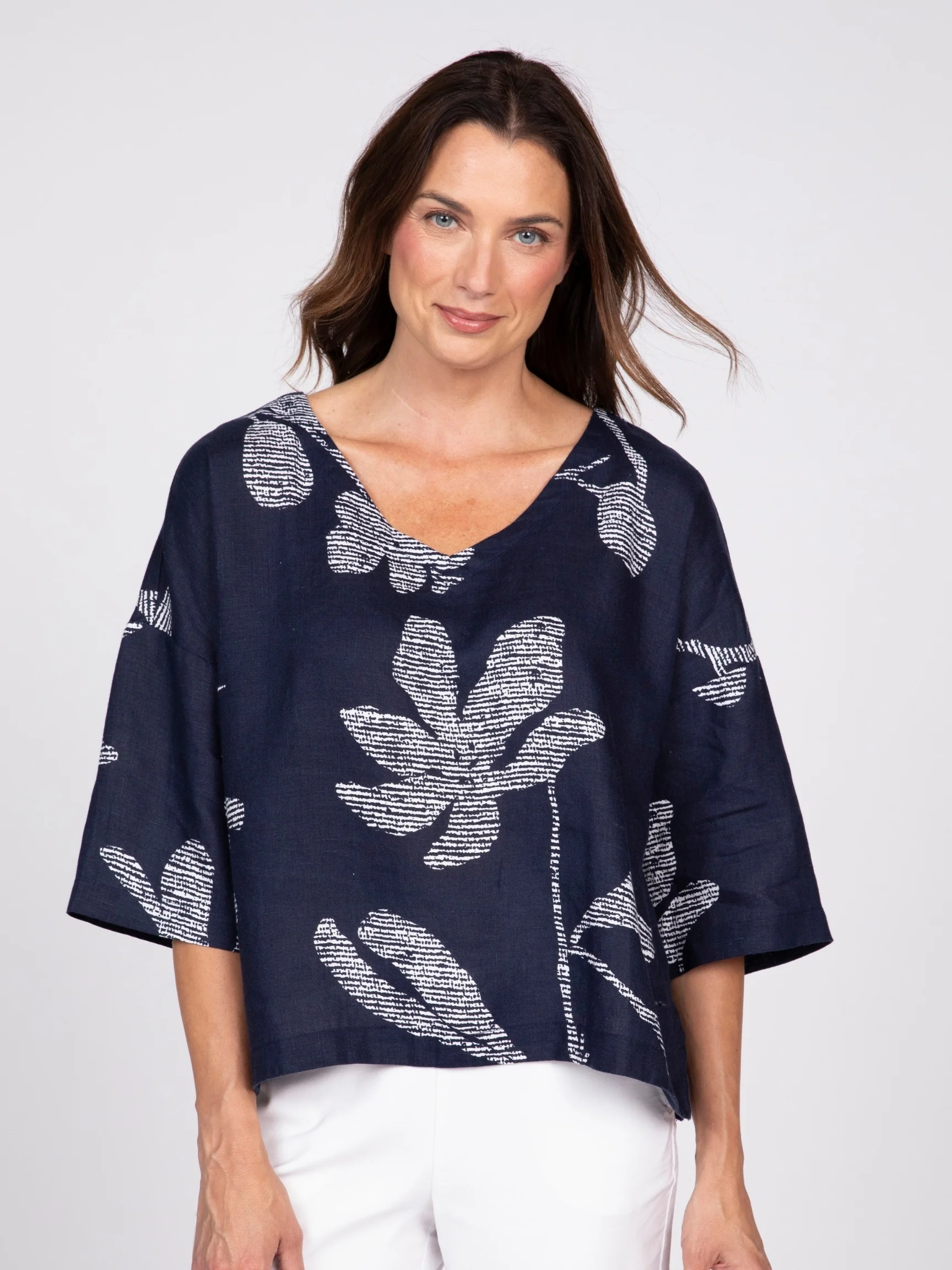 Floral Tessa Top in Navy
