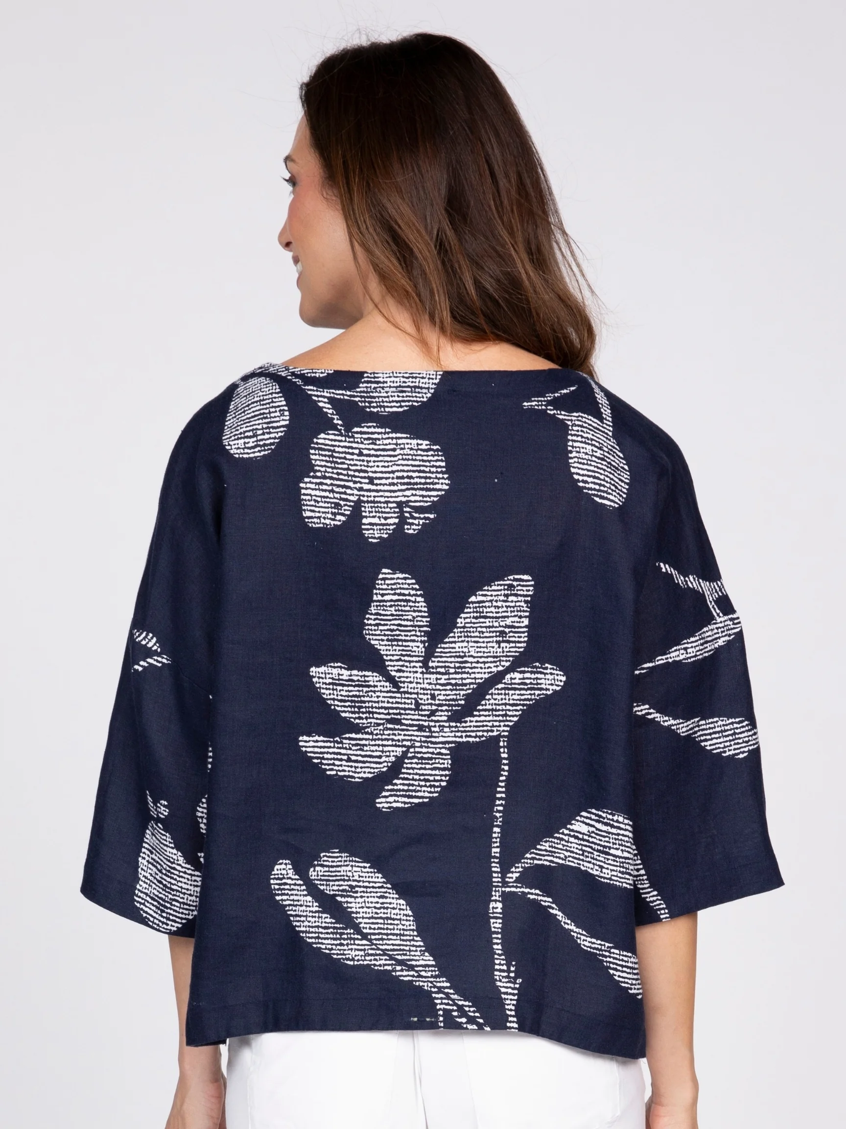 Floral Tessa Top in Navy