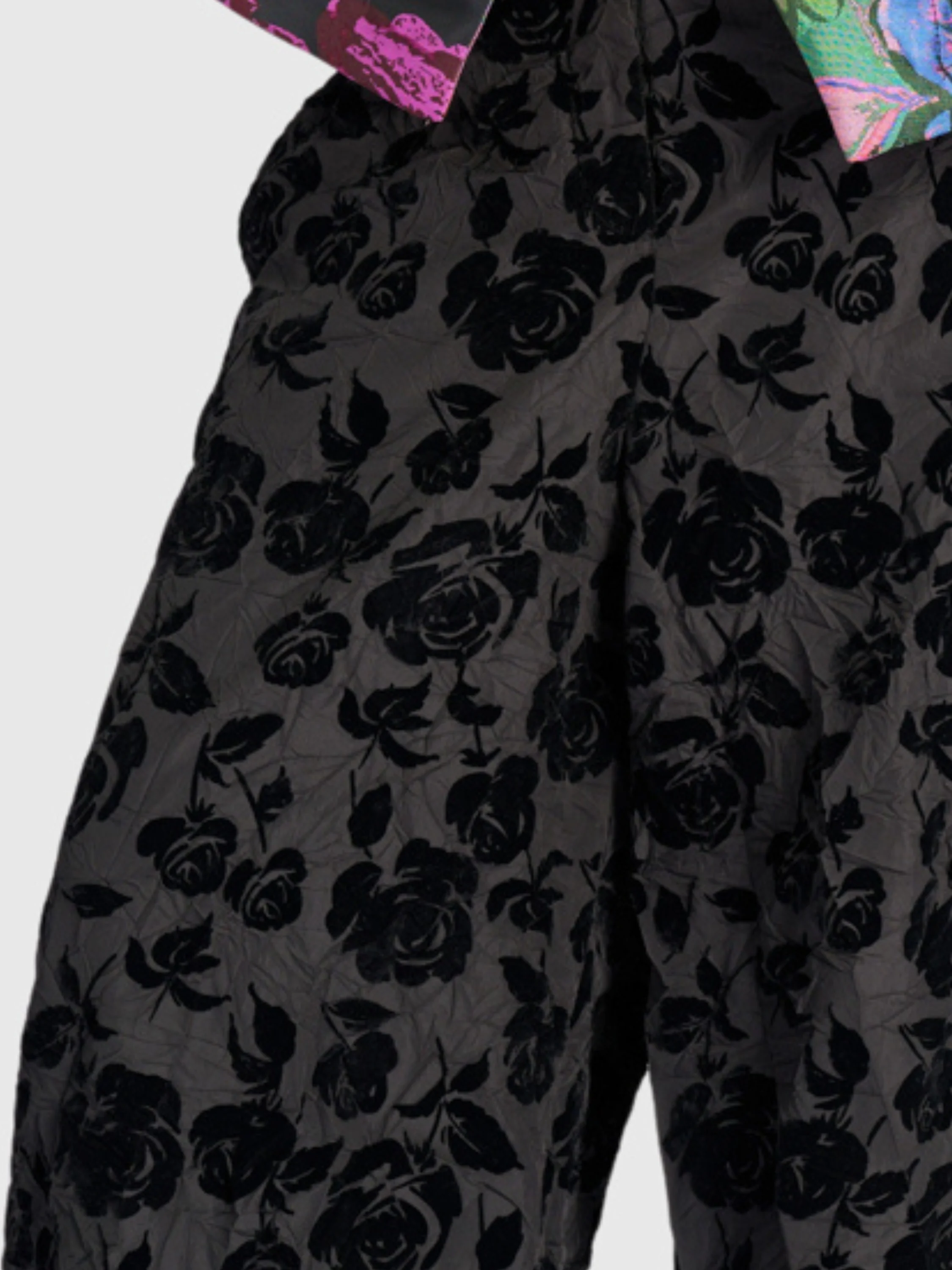 Floral Velvet Pant in Black