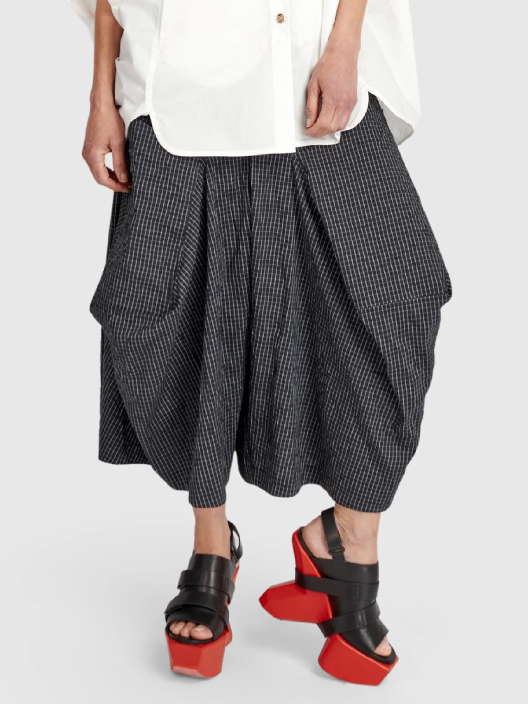 Fold Line Pant in Grid