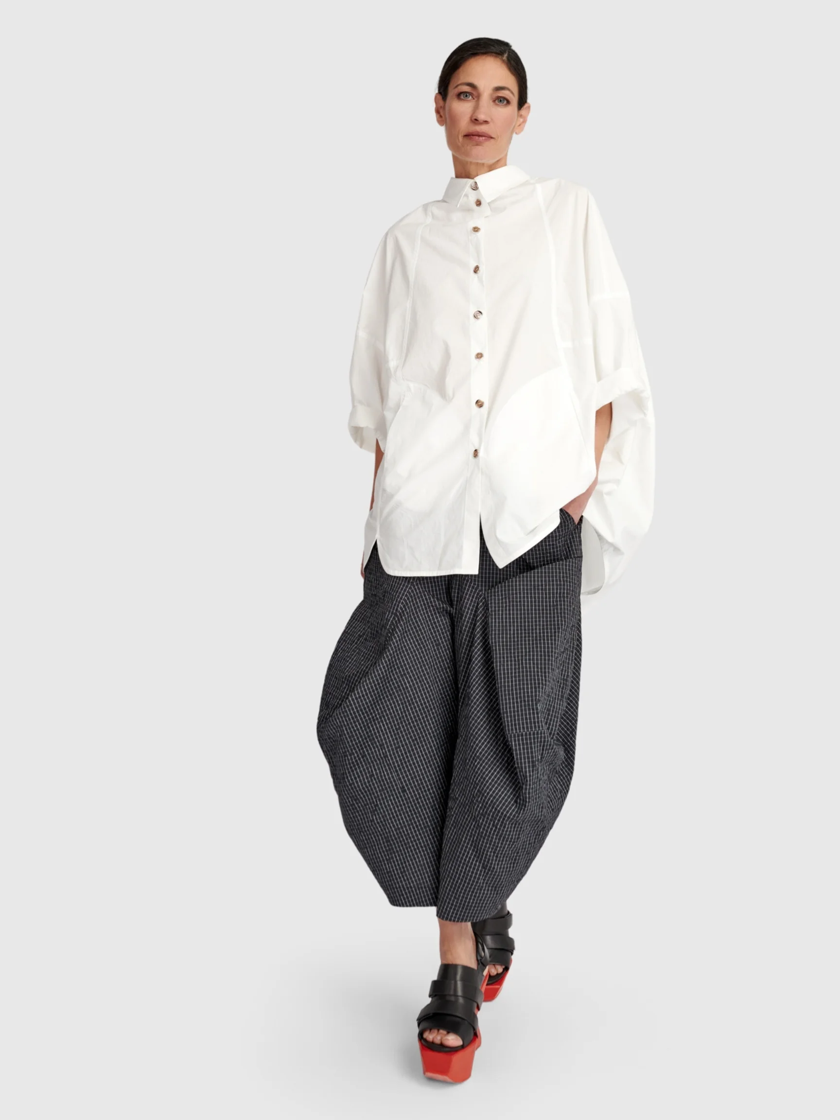 Fold Line Pant in Grid