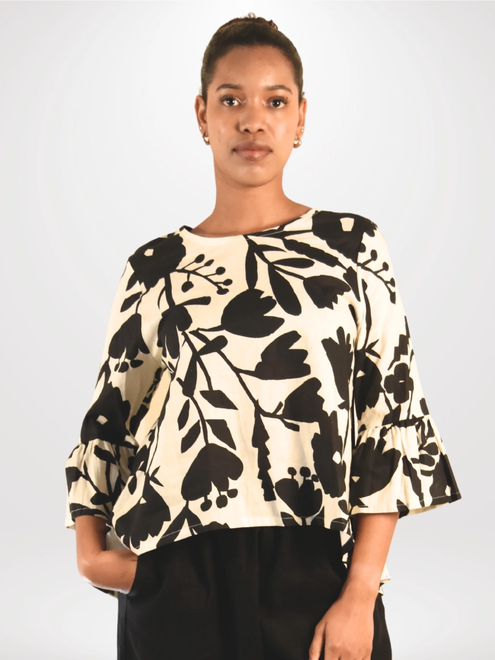 Fran Shirt in Avorio/Nero
