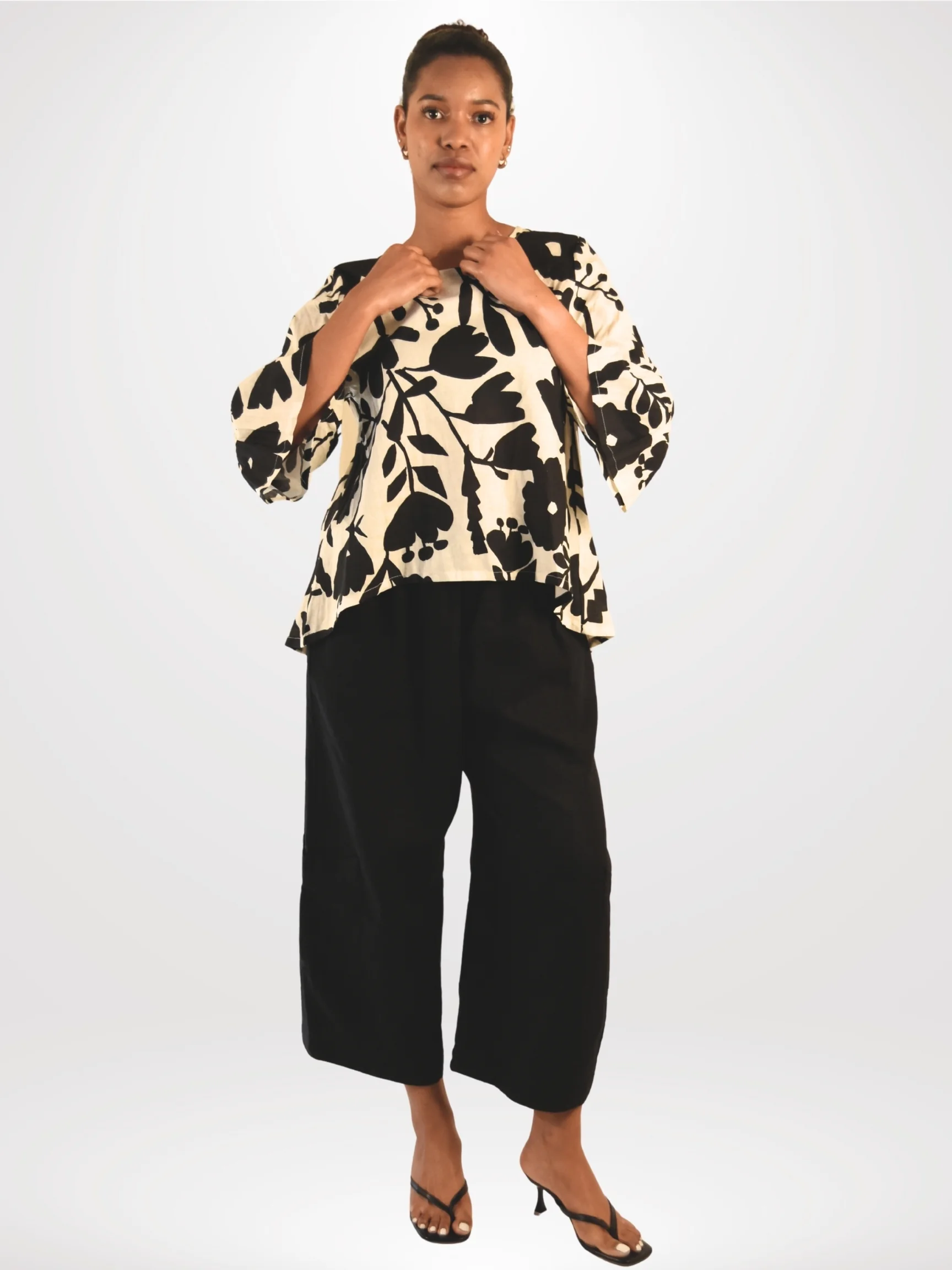 Model is 5’ 8” and wearing size S