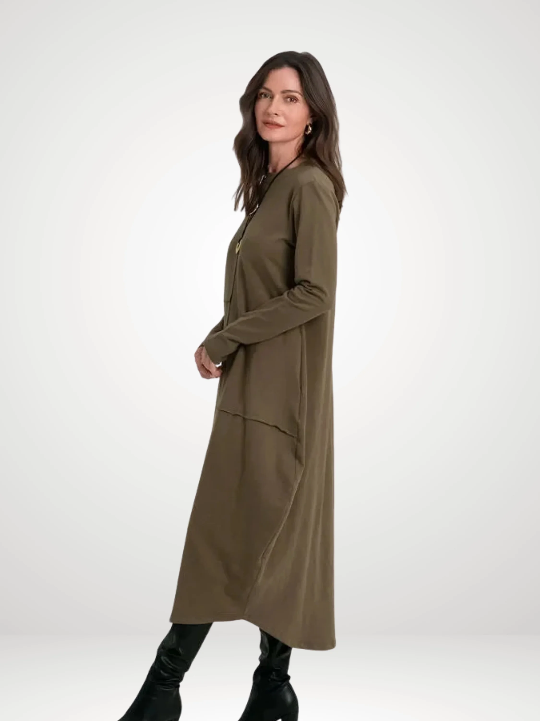 French Terry Bubble Dress in Turtle