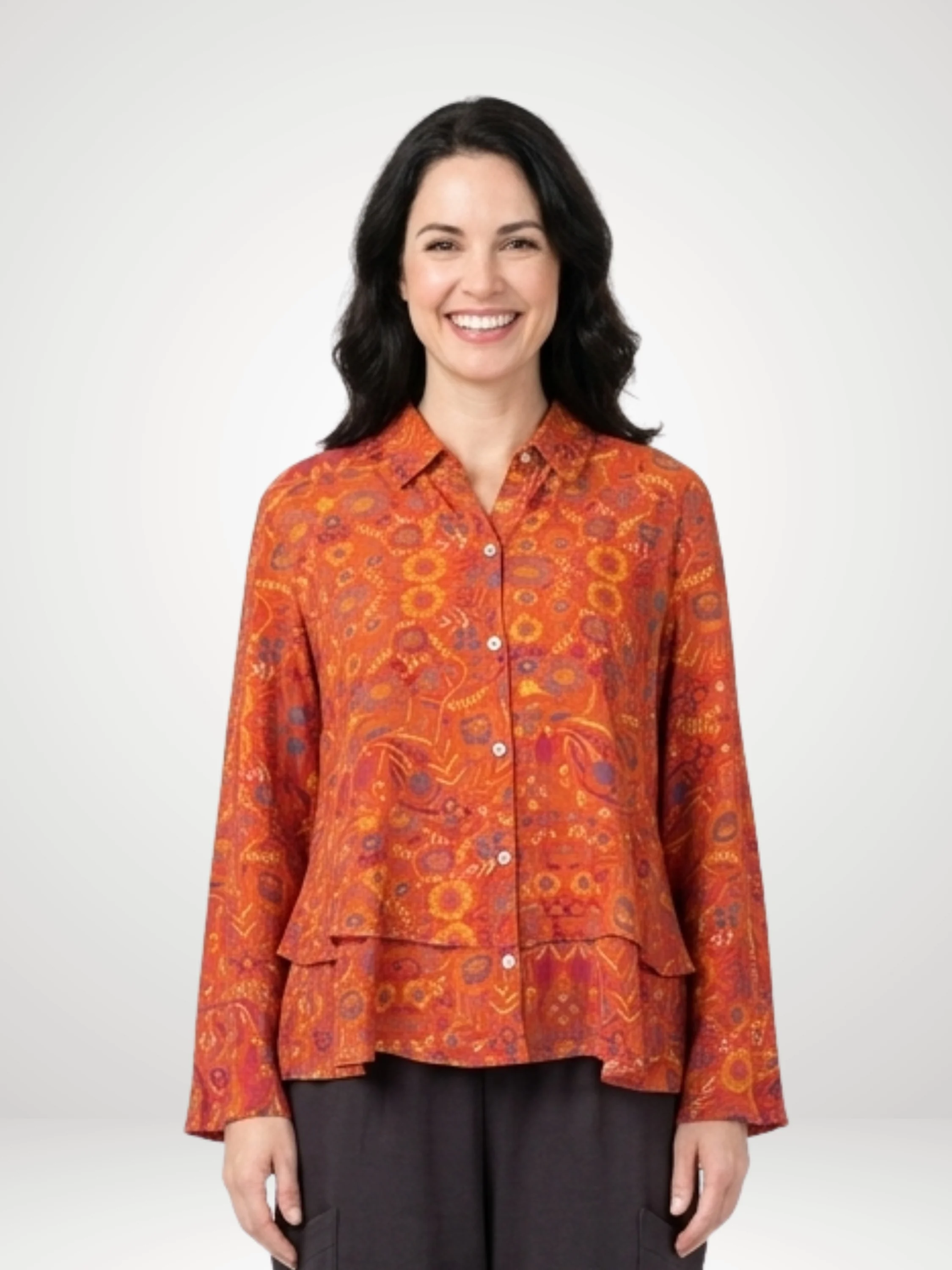 Garden Flounce Shirt in Sienna