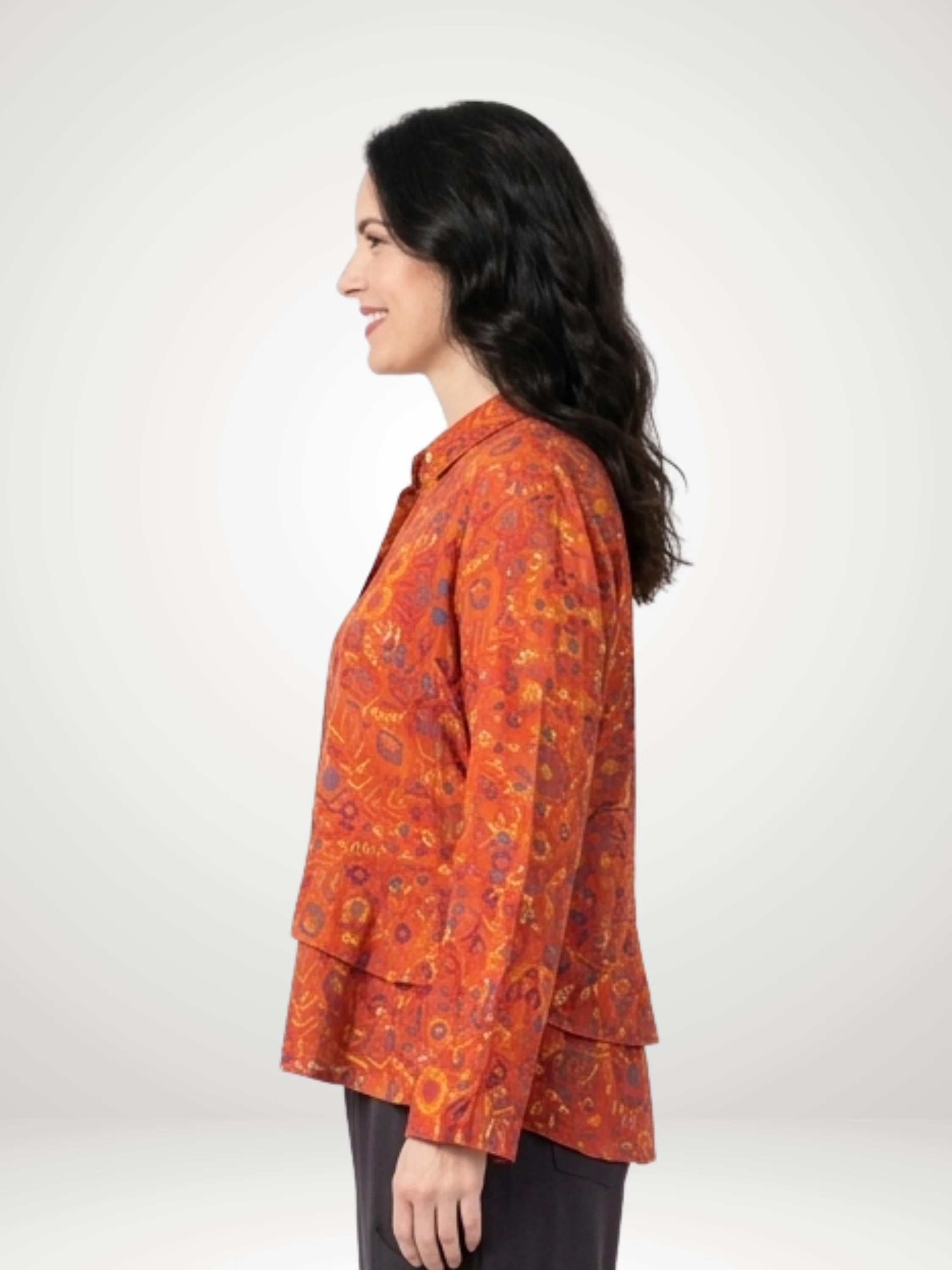 Garden Flounce Shirt in Sienna