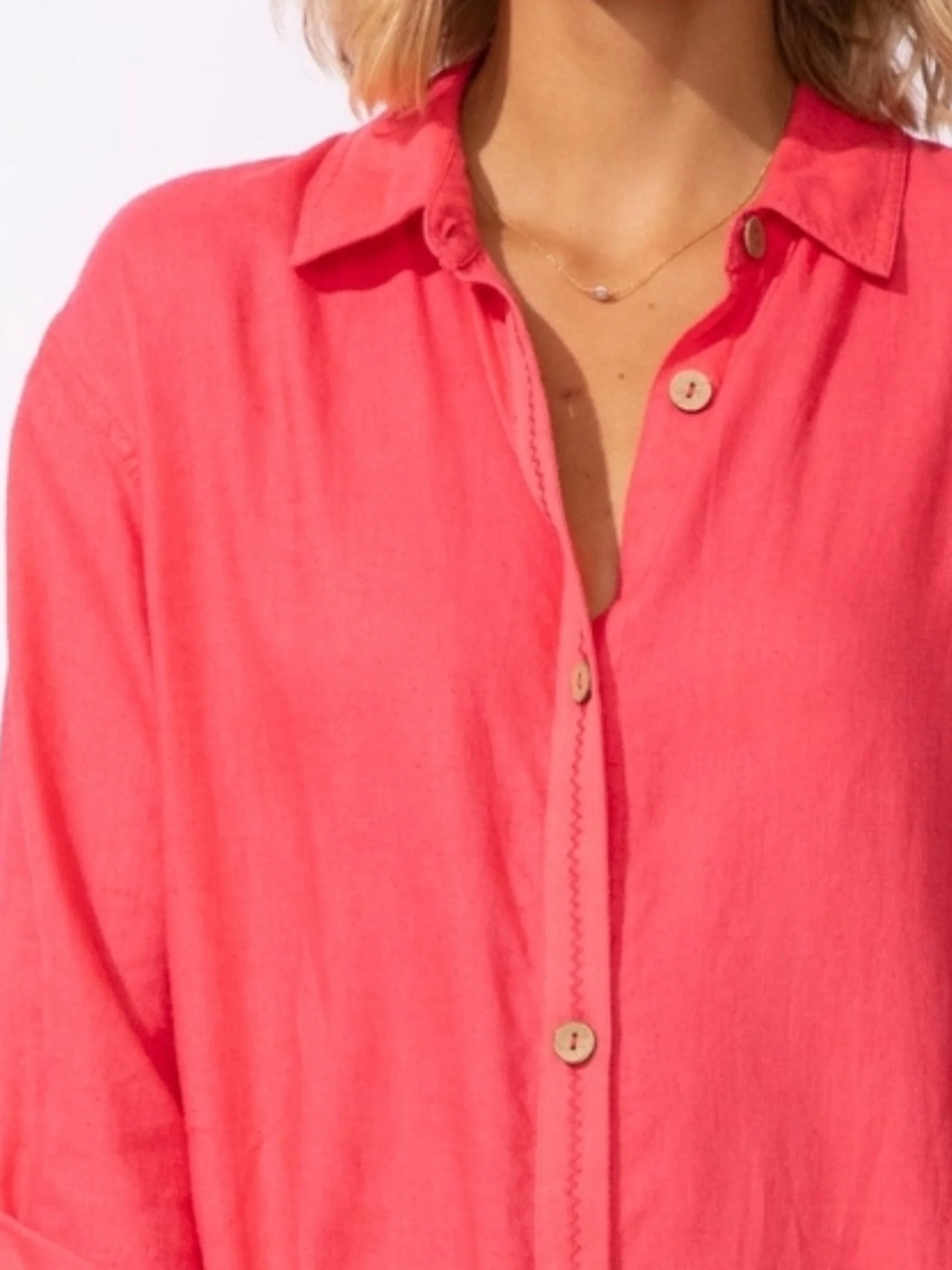 Getaway Shirt Dress in Poppy