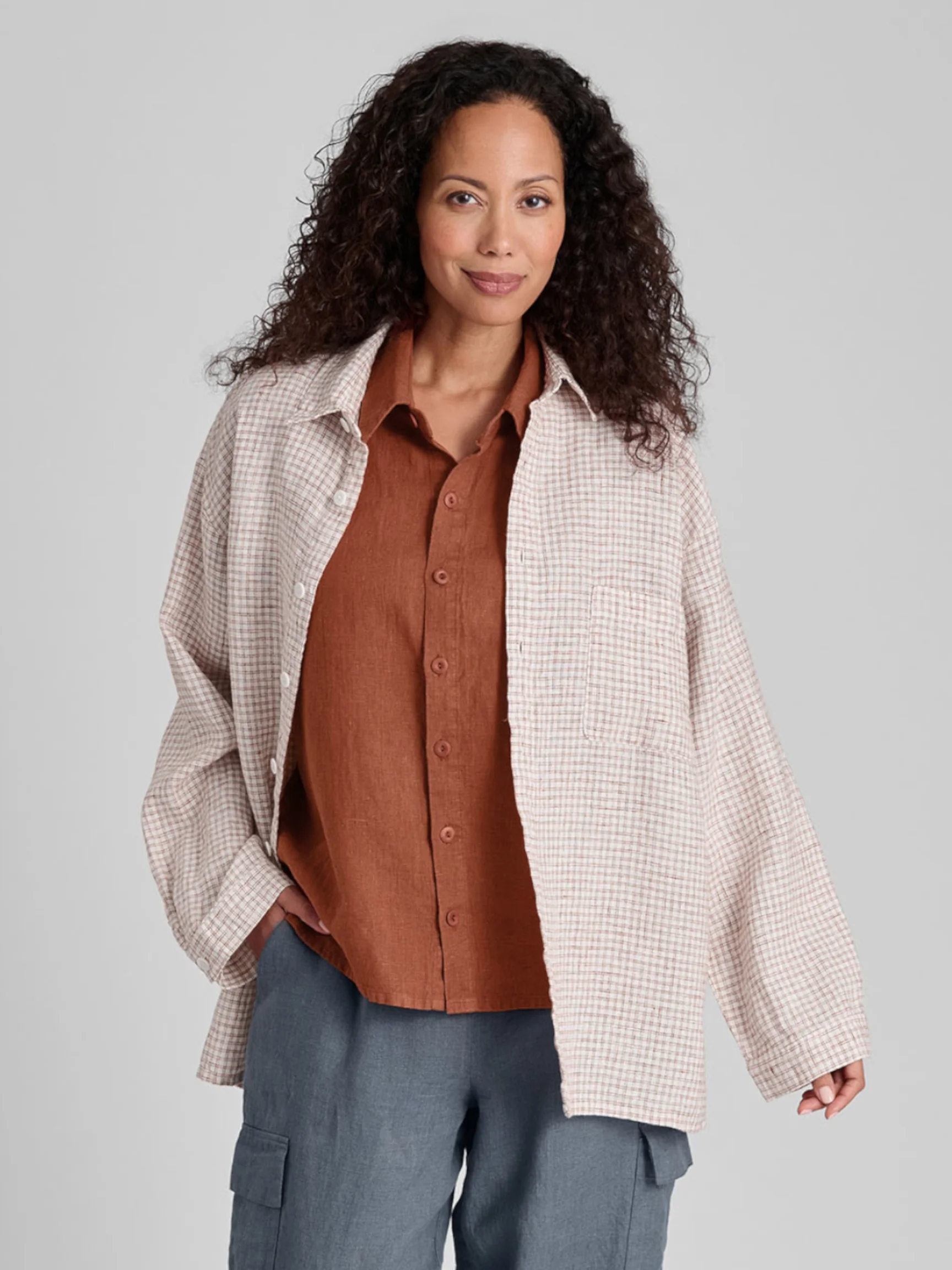 Gingham Whole Shirt in Spice Gingham