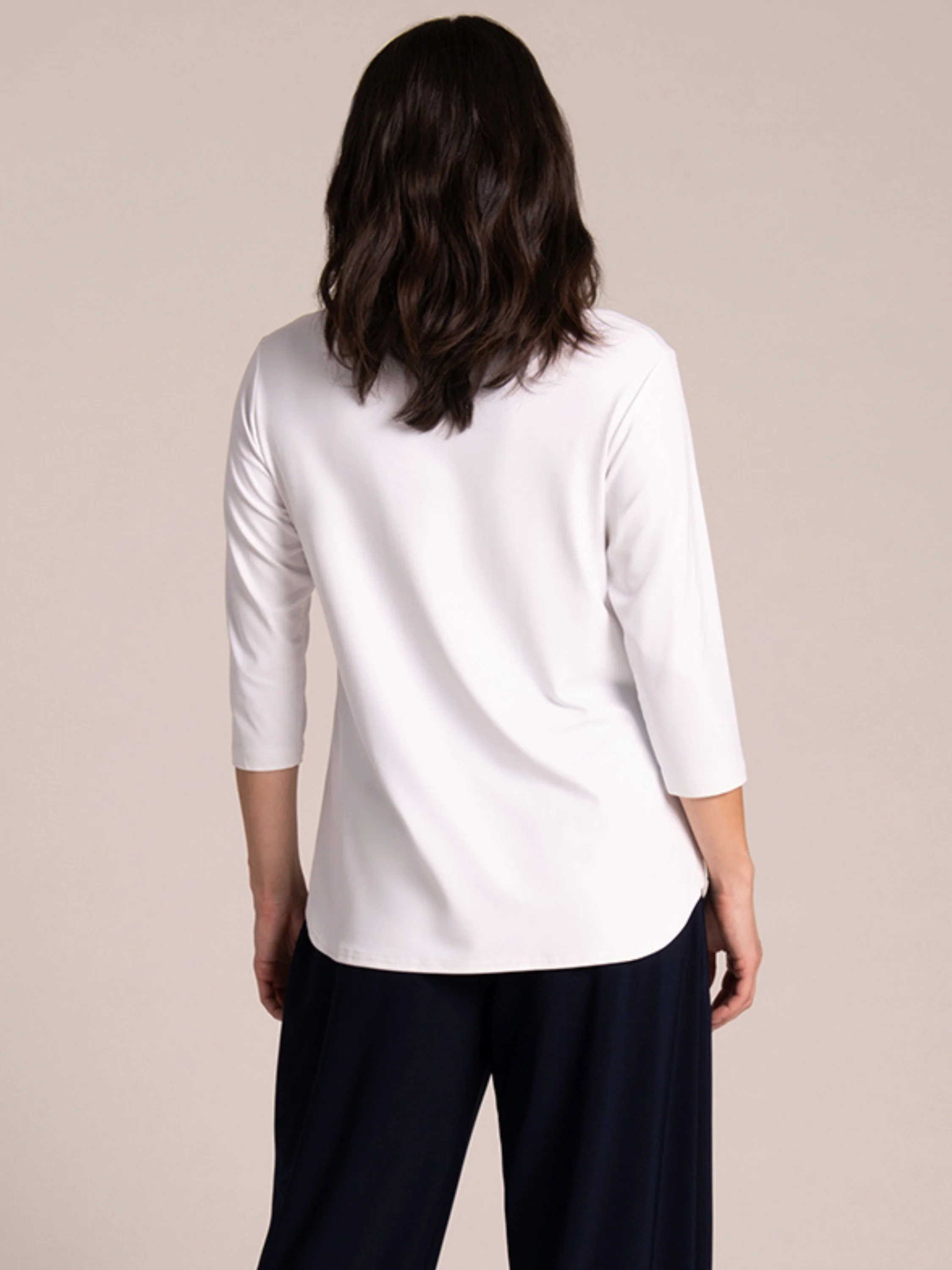 Go To Classic 3/4 Sleeve Relaxed Tee in White