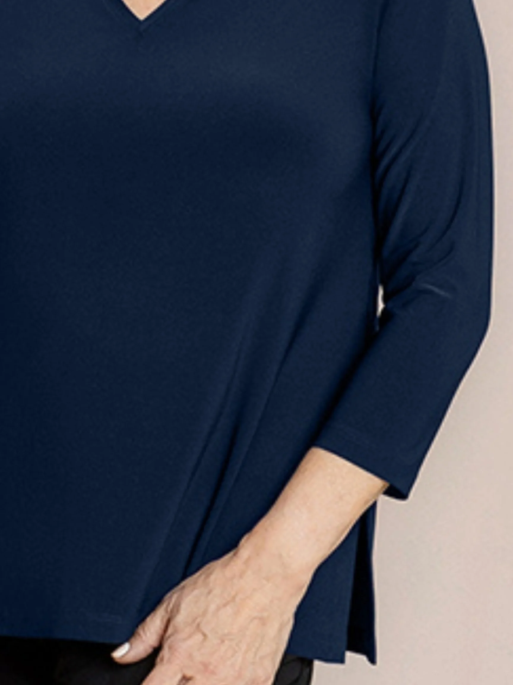 Go To Narrow V-Neck Top in Navy