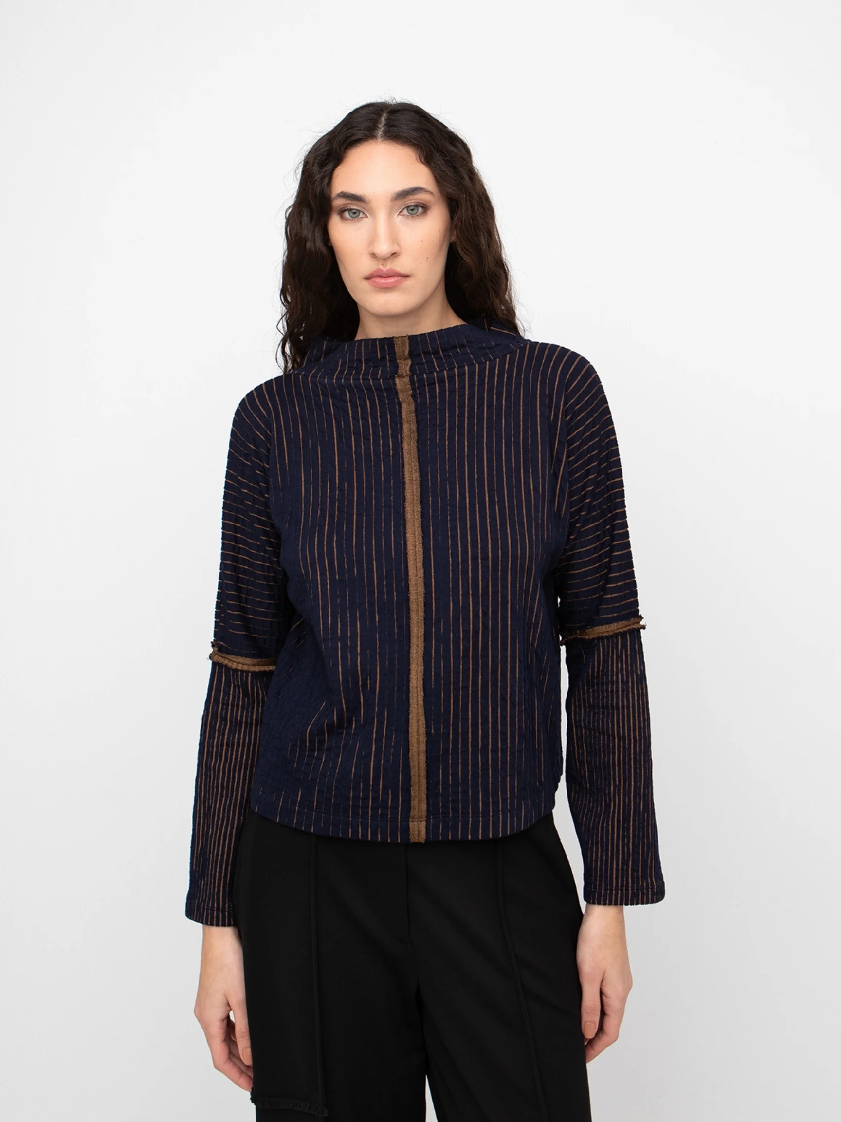 Harbor Stripe Top in Blue/Mustard