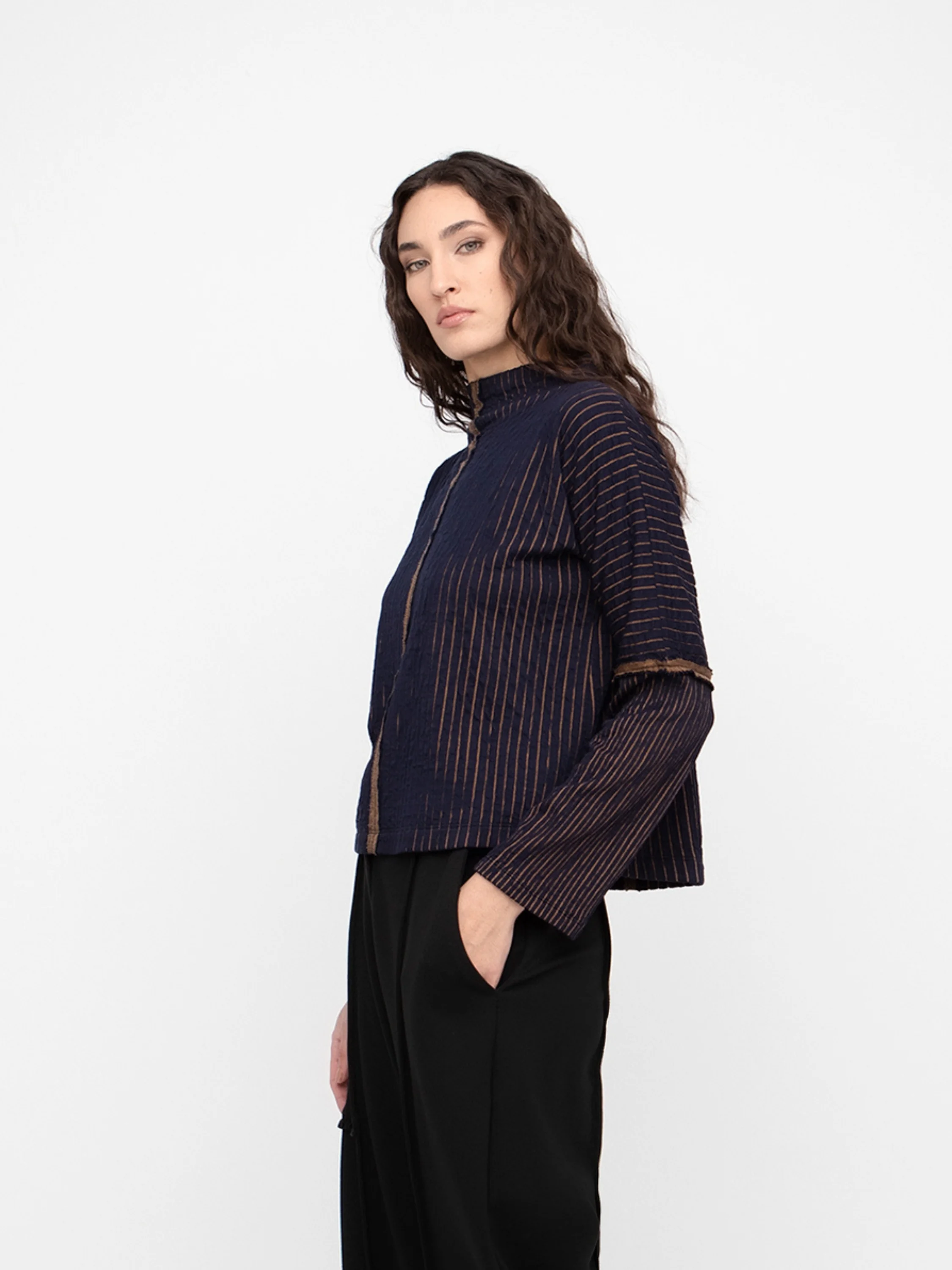 Harbor Stripe Top in Blue/Mustard