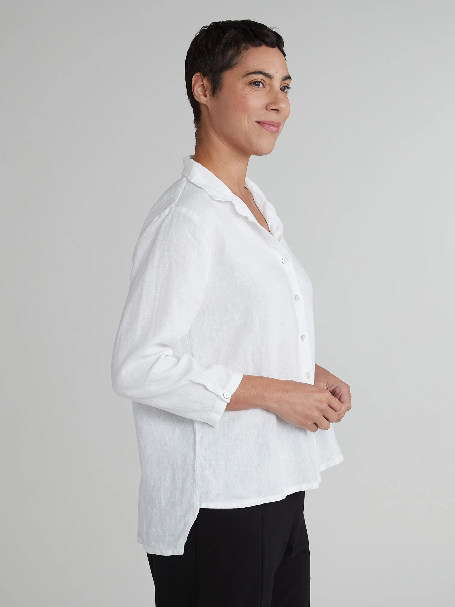 Hi-Low Crop Shirt in White