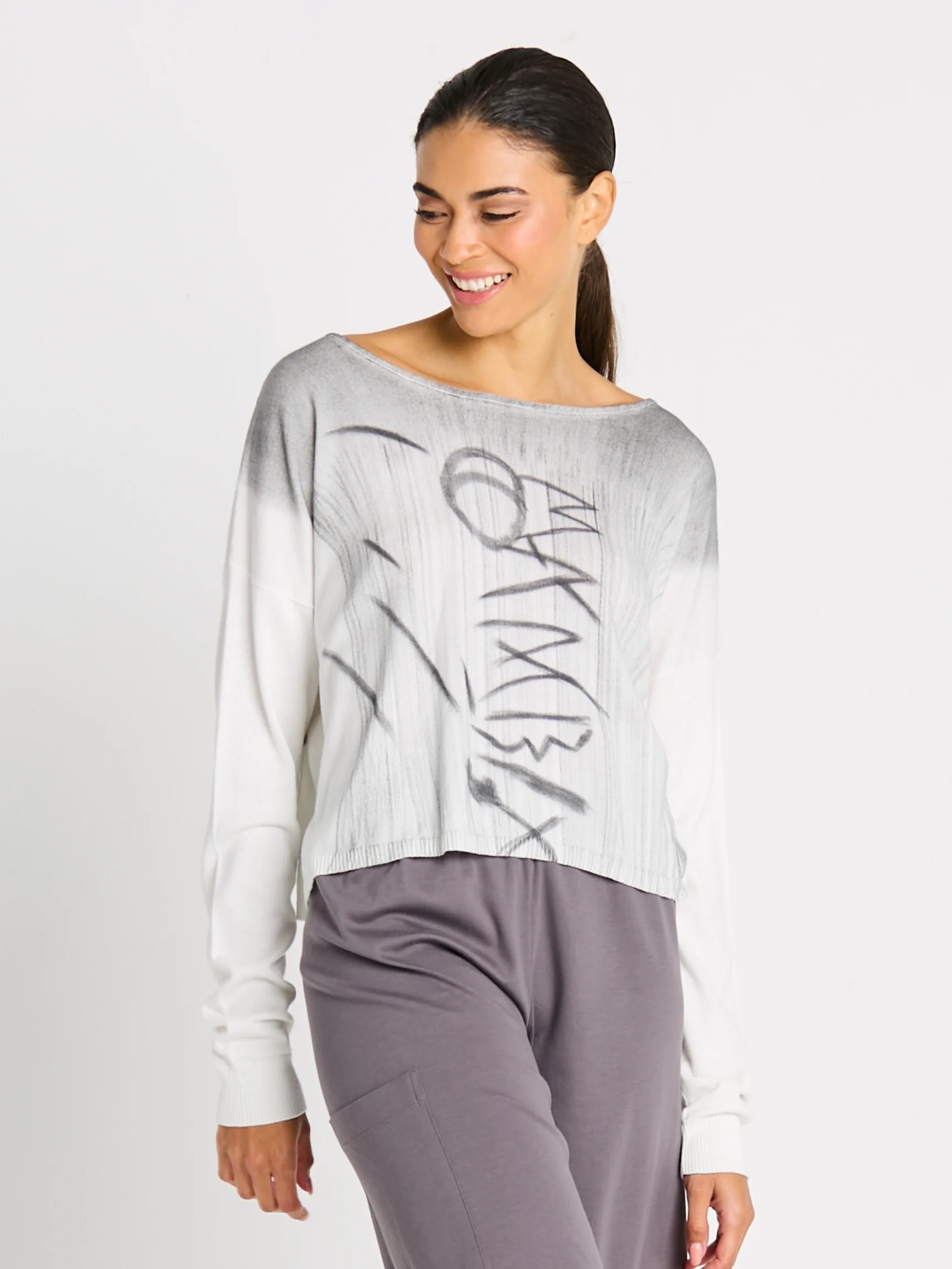 Hieroglyphics Sweater in Silver