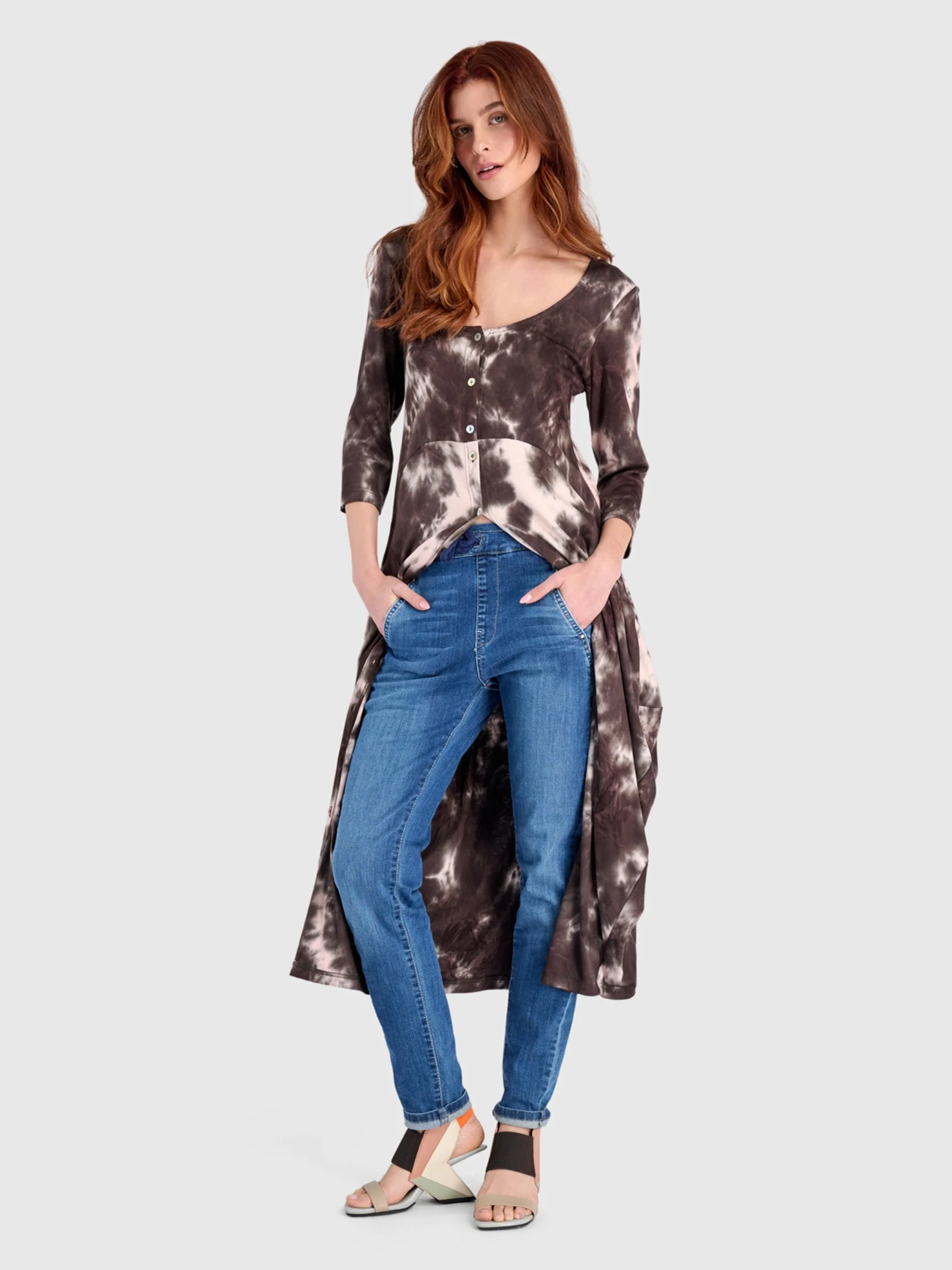 Homebound Button Dress in Tie Dye