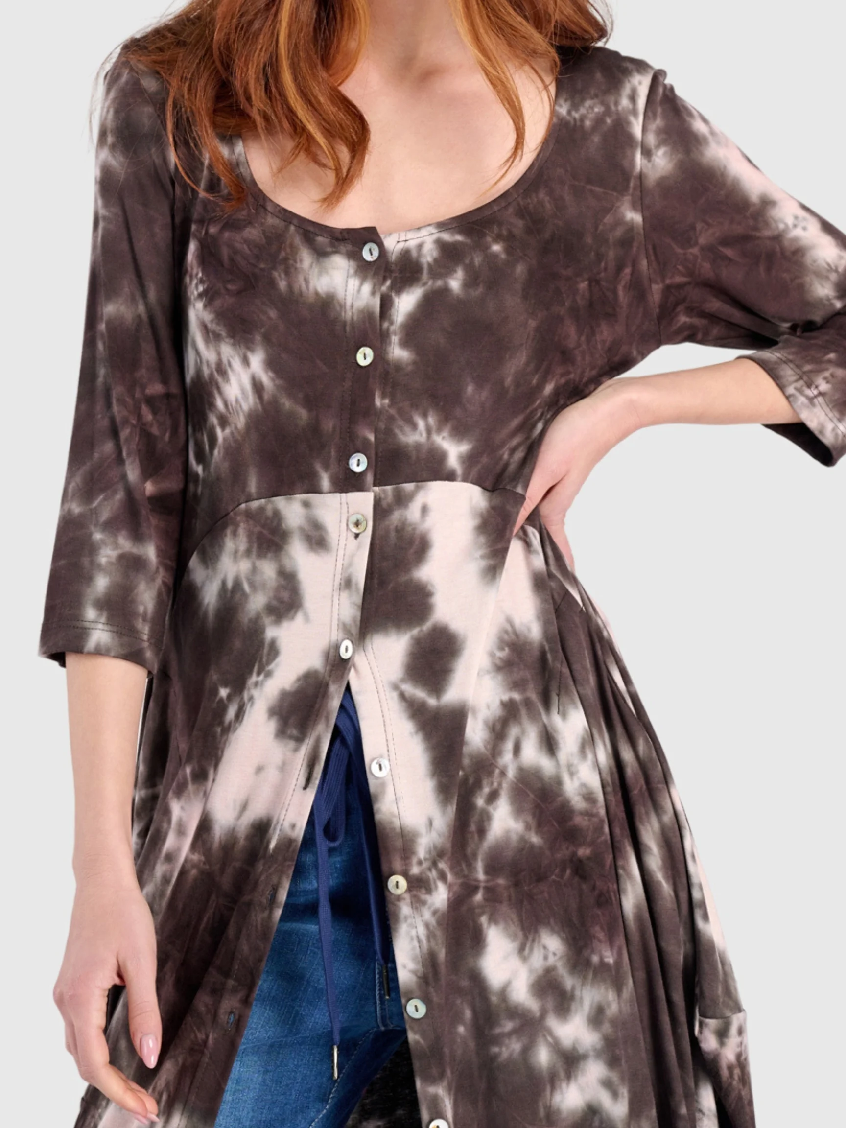 Homebound Button Dress in Tie Dye