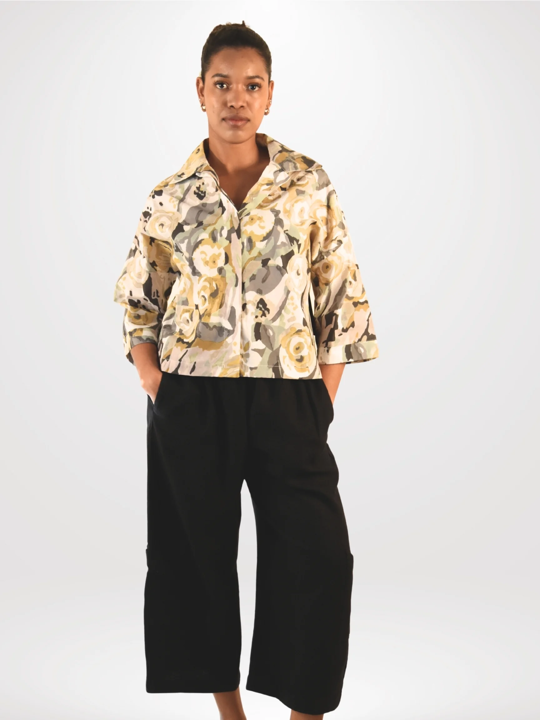 Model is 5’ 8” and wearing size S
