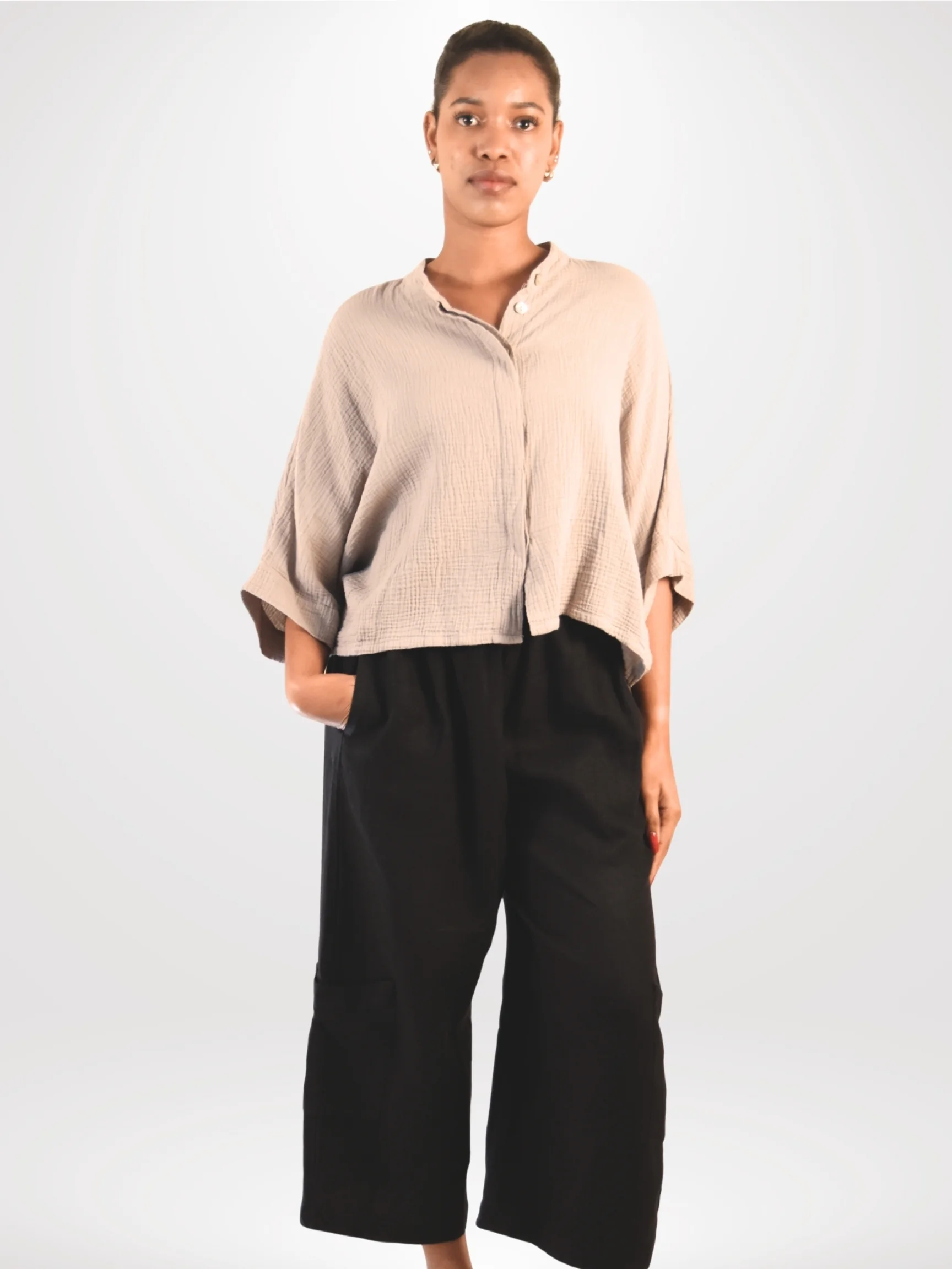 Model is 5’ 8” and wearing size S