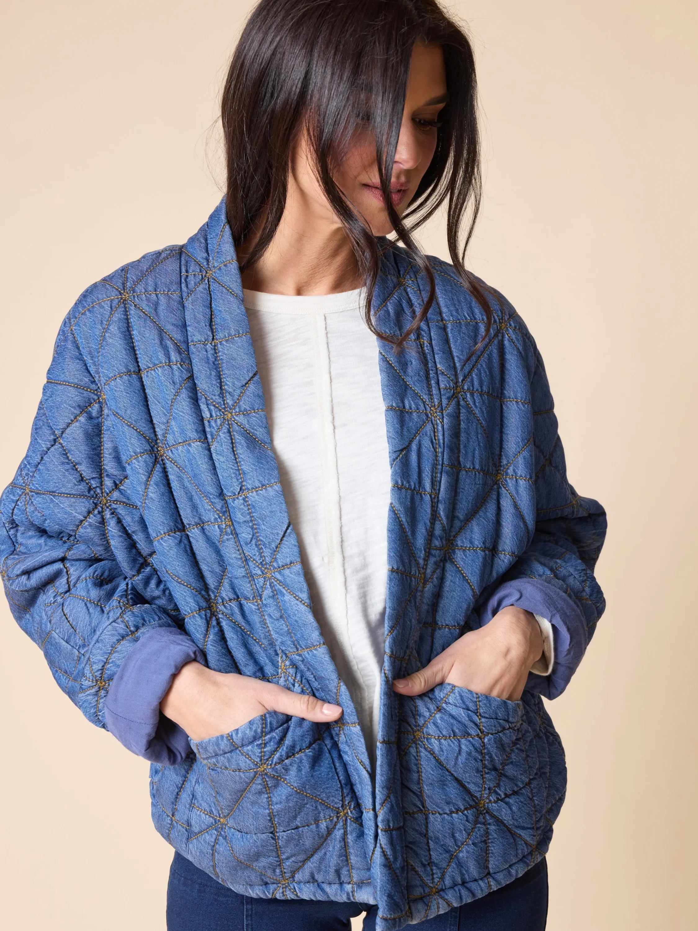 Kimono Jacket in Medium Denim