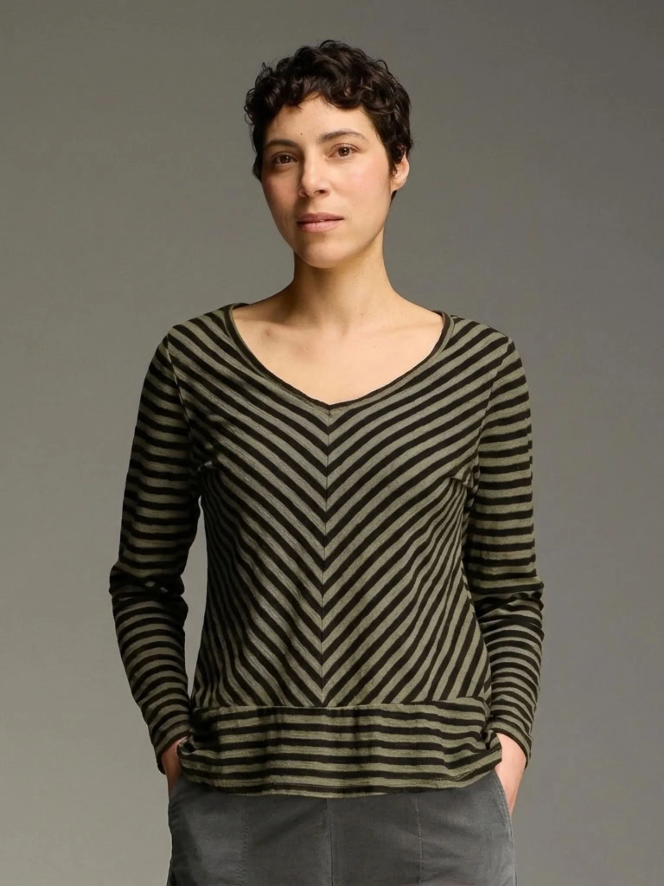 L/S Border Top in Kelp
