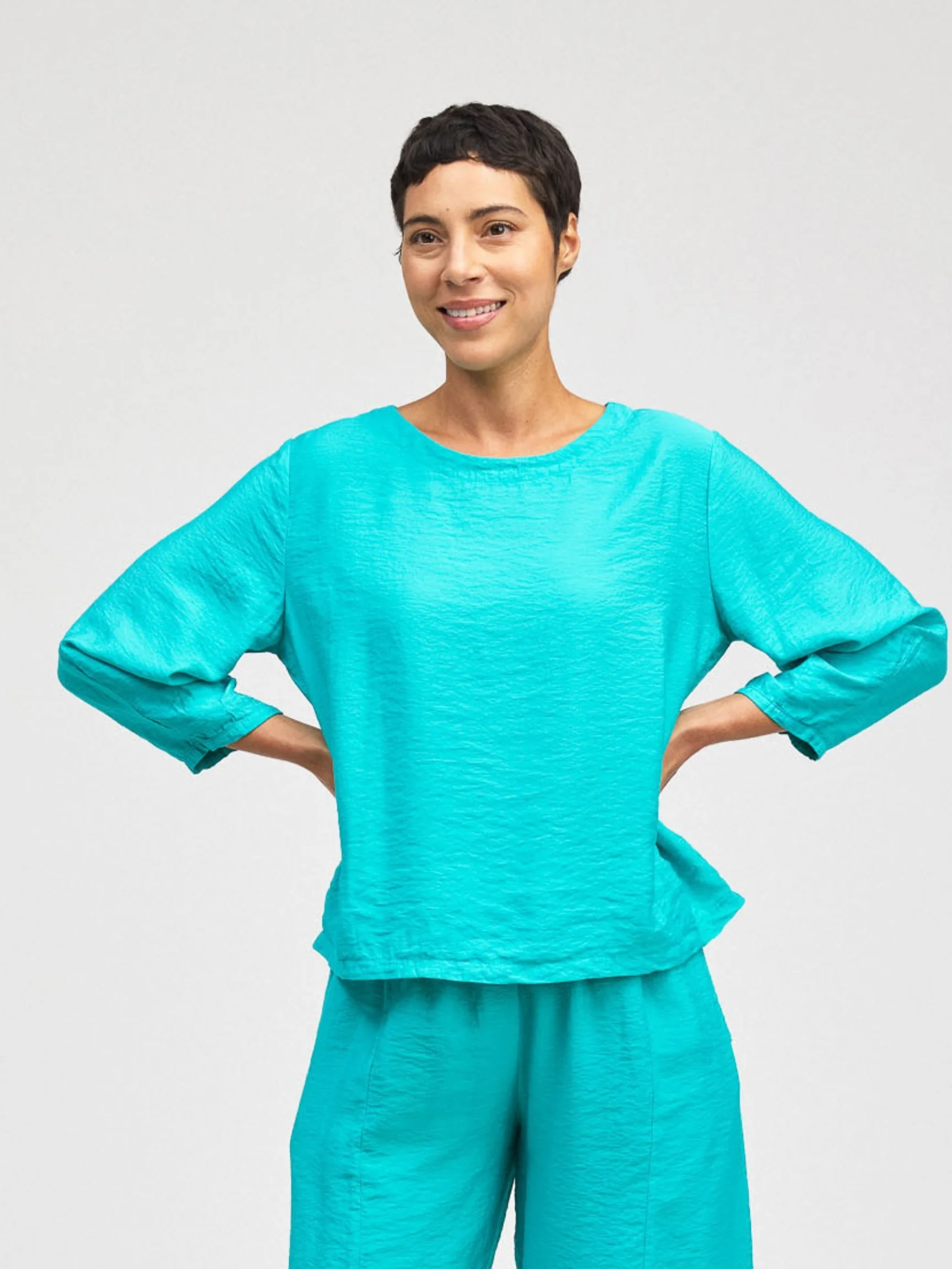 Lantern Slv Top in Atoll
