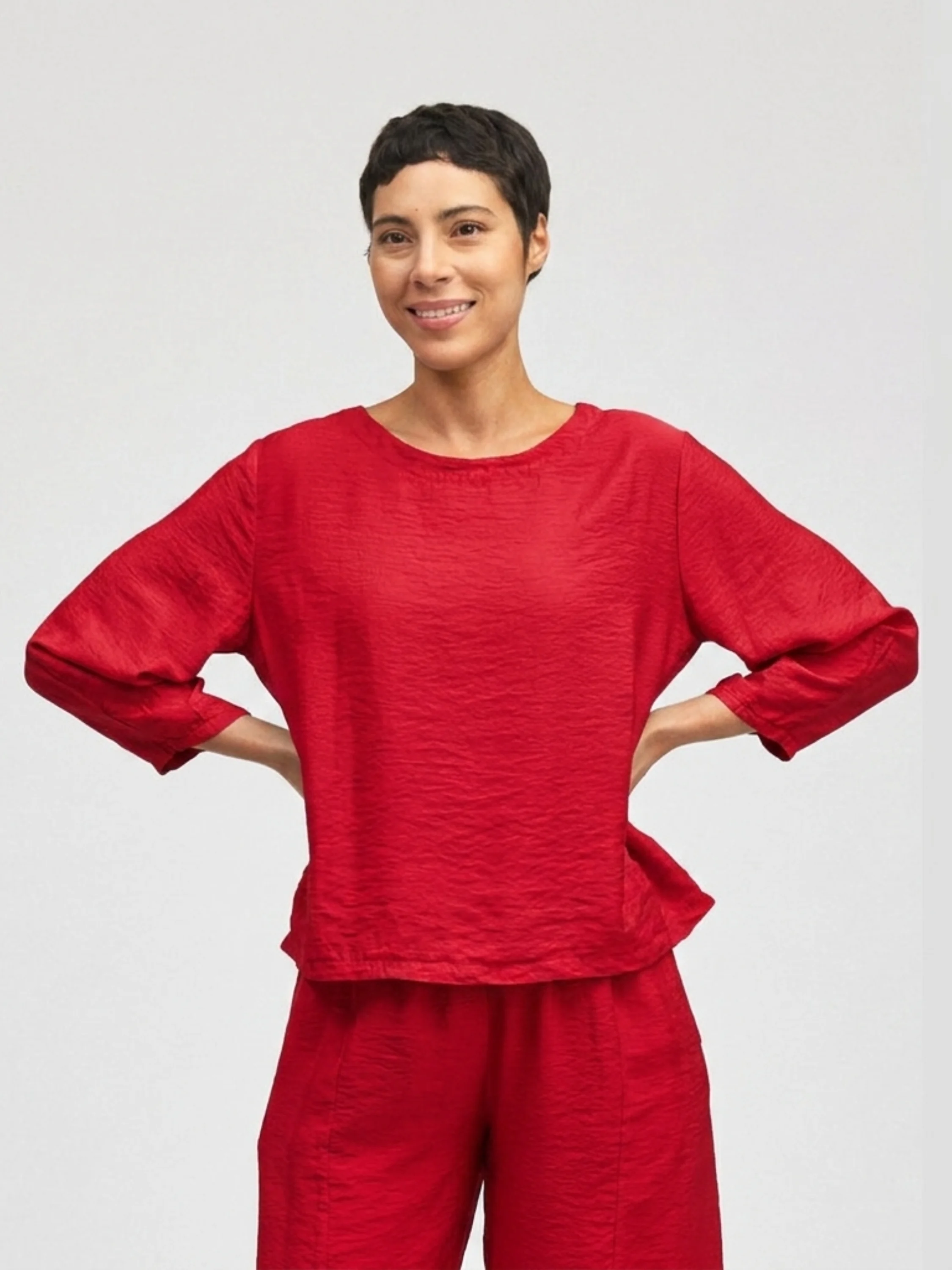Lantern Slv Top in Cherry