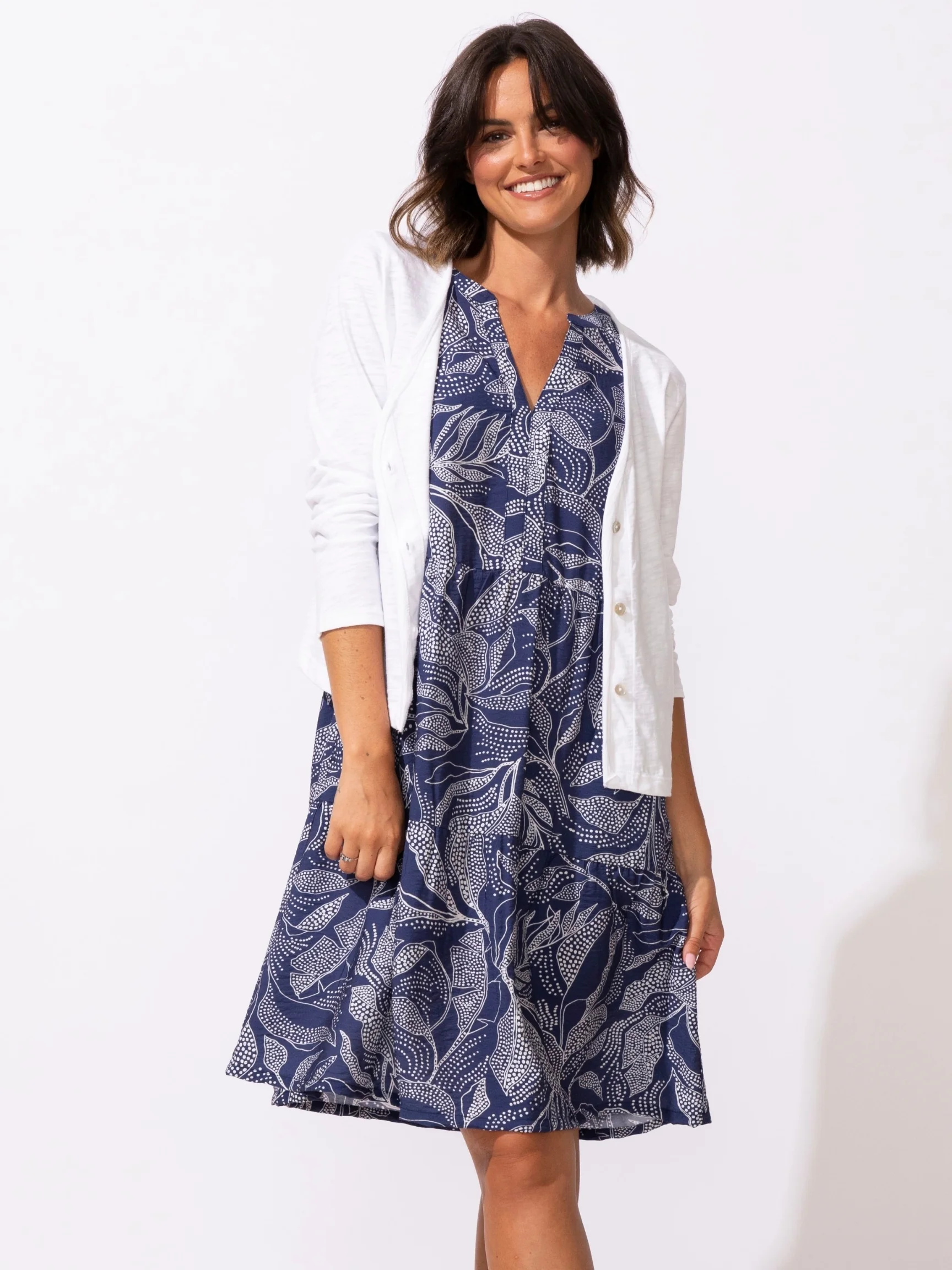 Leaves Paradise Dress in Navy
