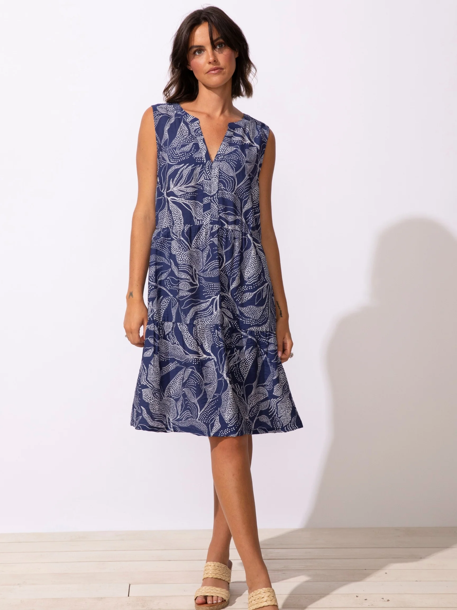 Leaves Paradise Dress in Navy