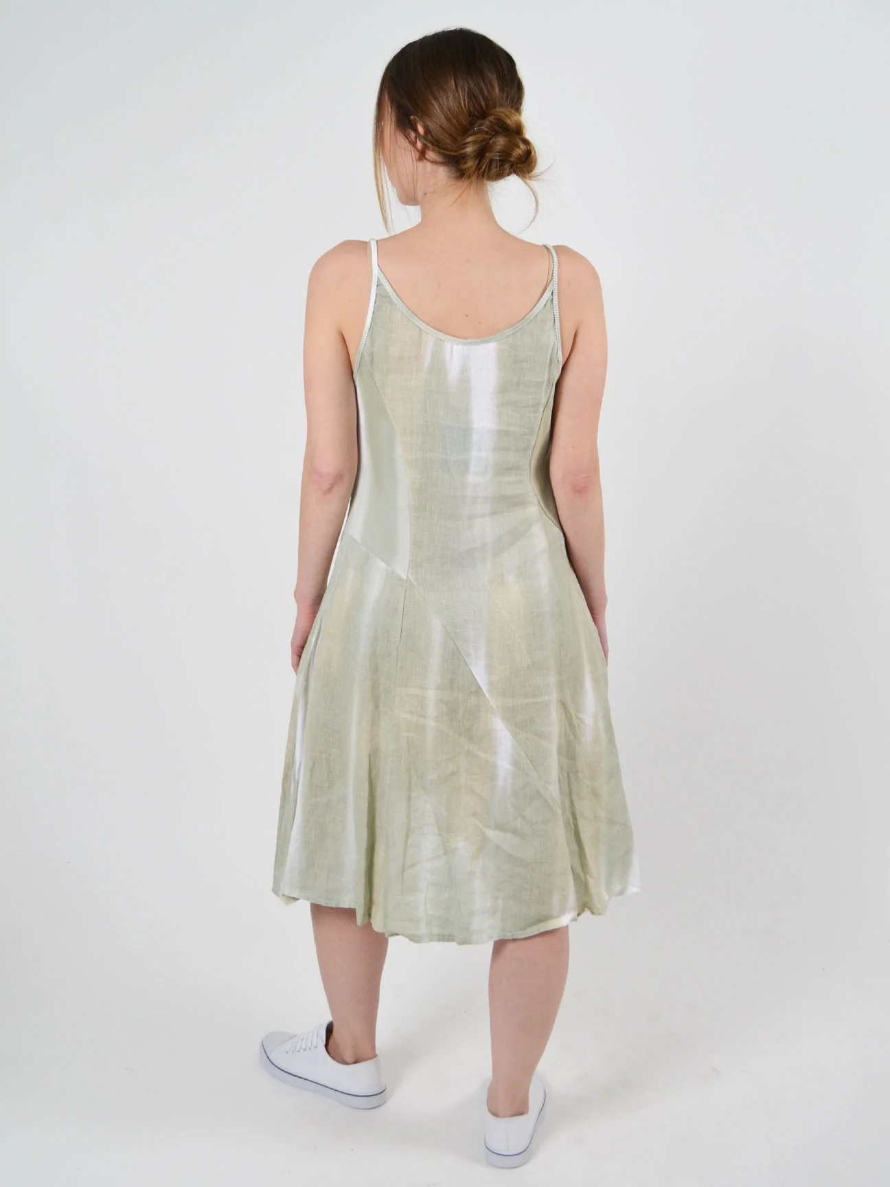 Linen Brushstroke Dress in Green