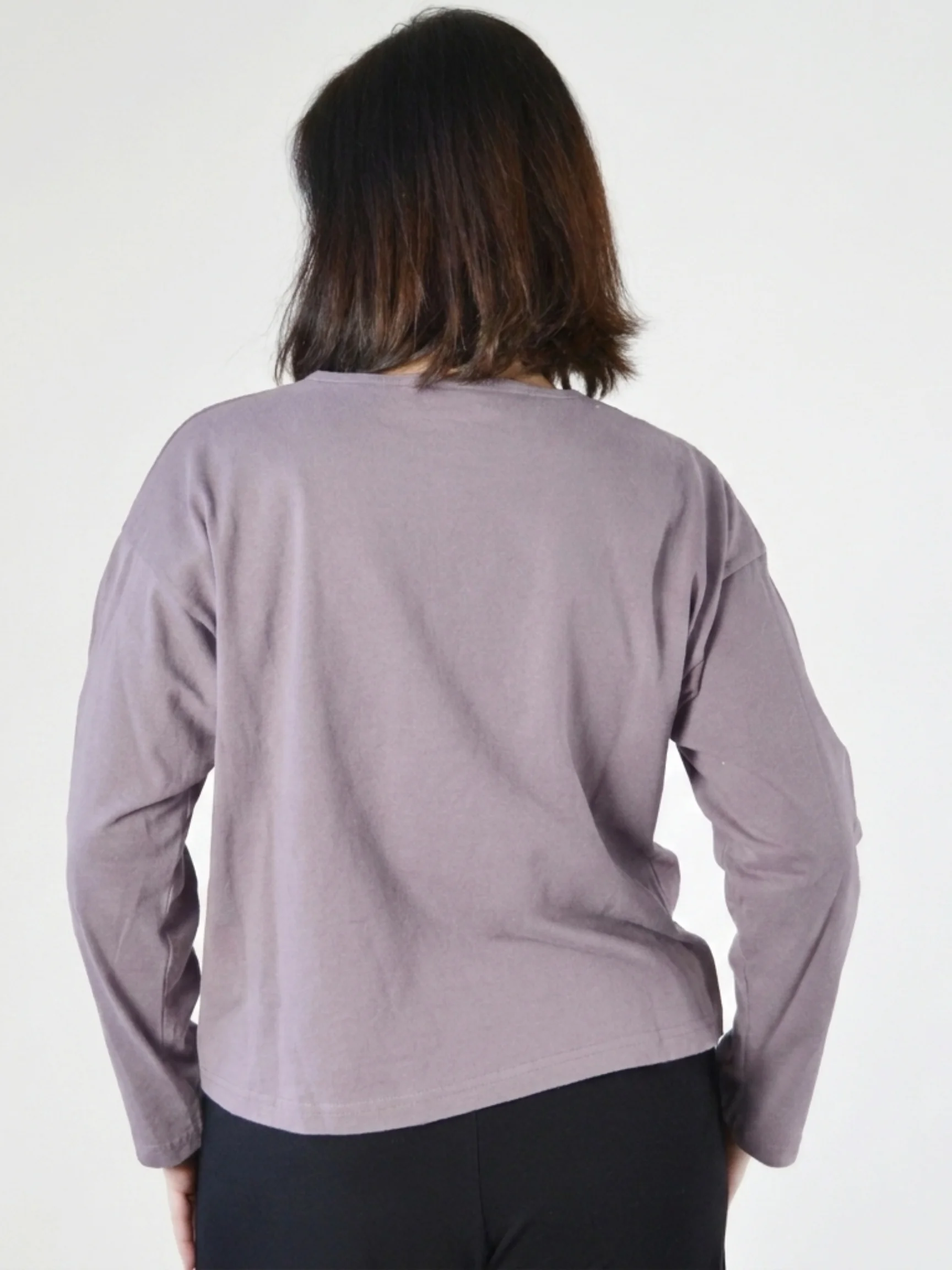 Long Sleeve Crop Crew Shirt in Iberis