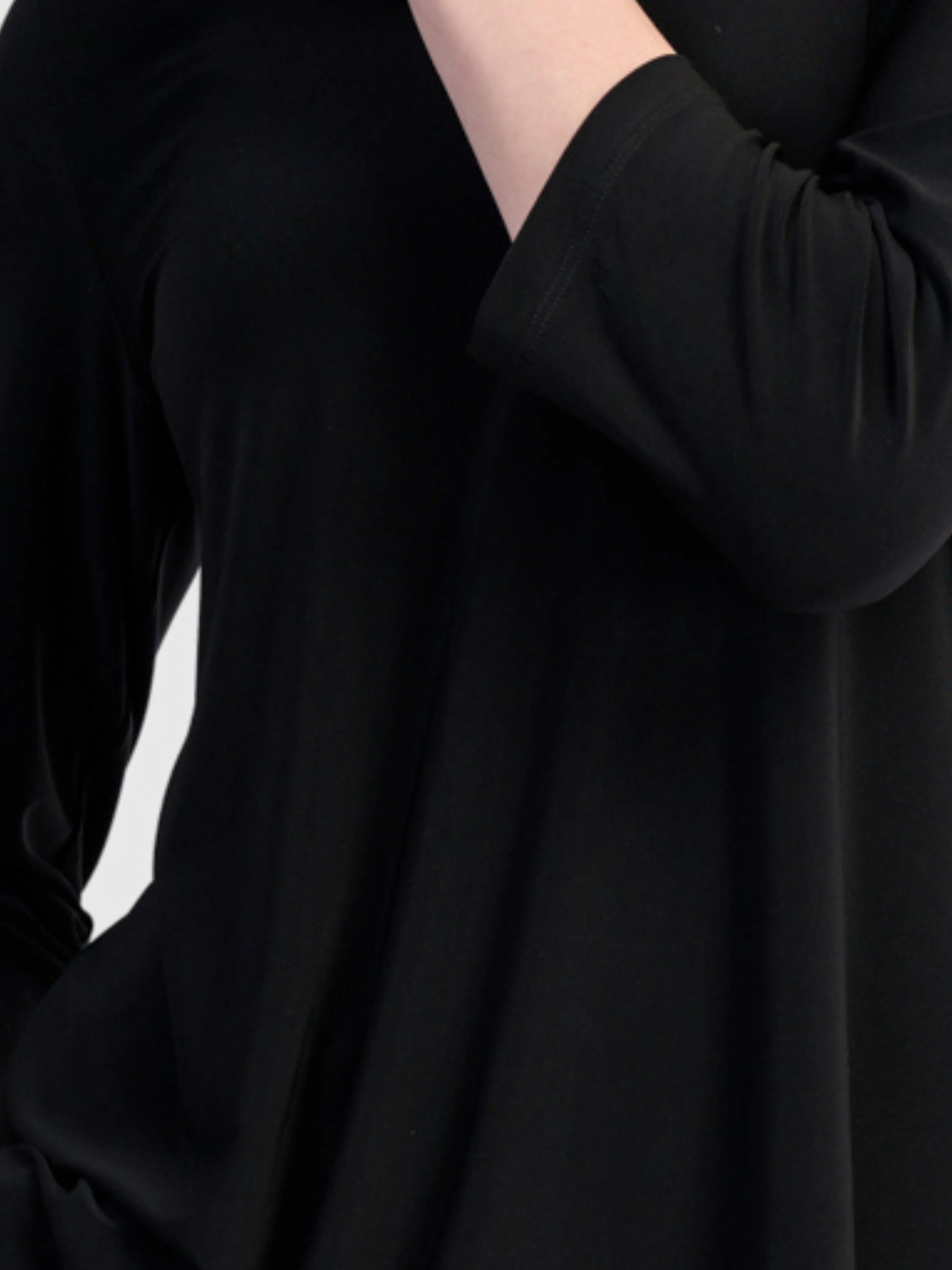Matte Jersey Crew Top in Black
