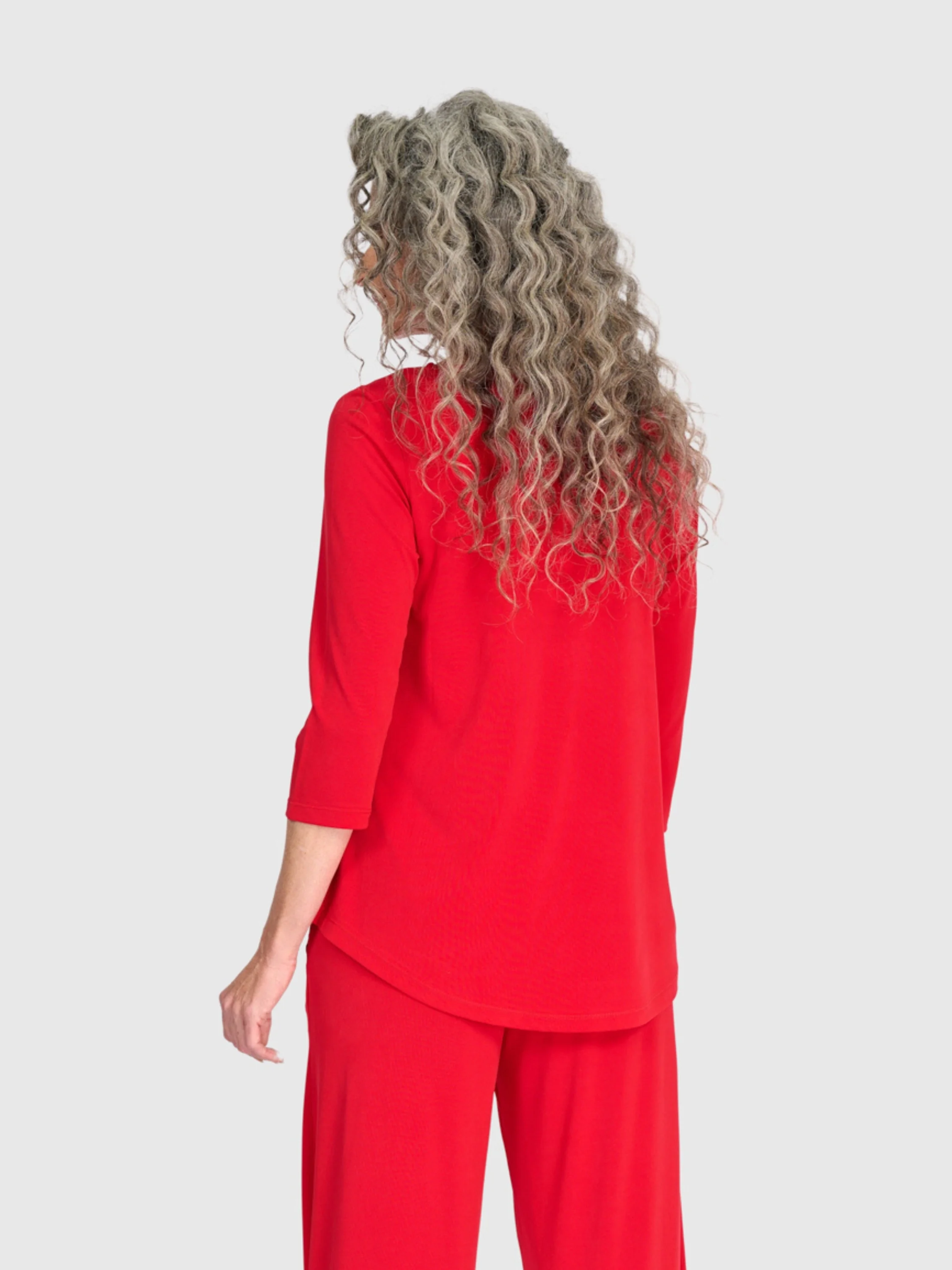 Matte Jersey Crew Top in Red