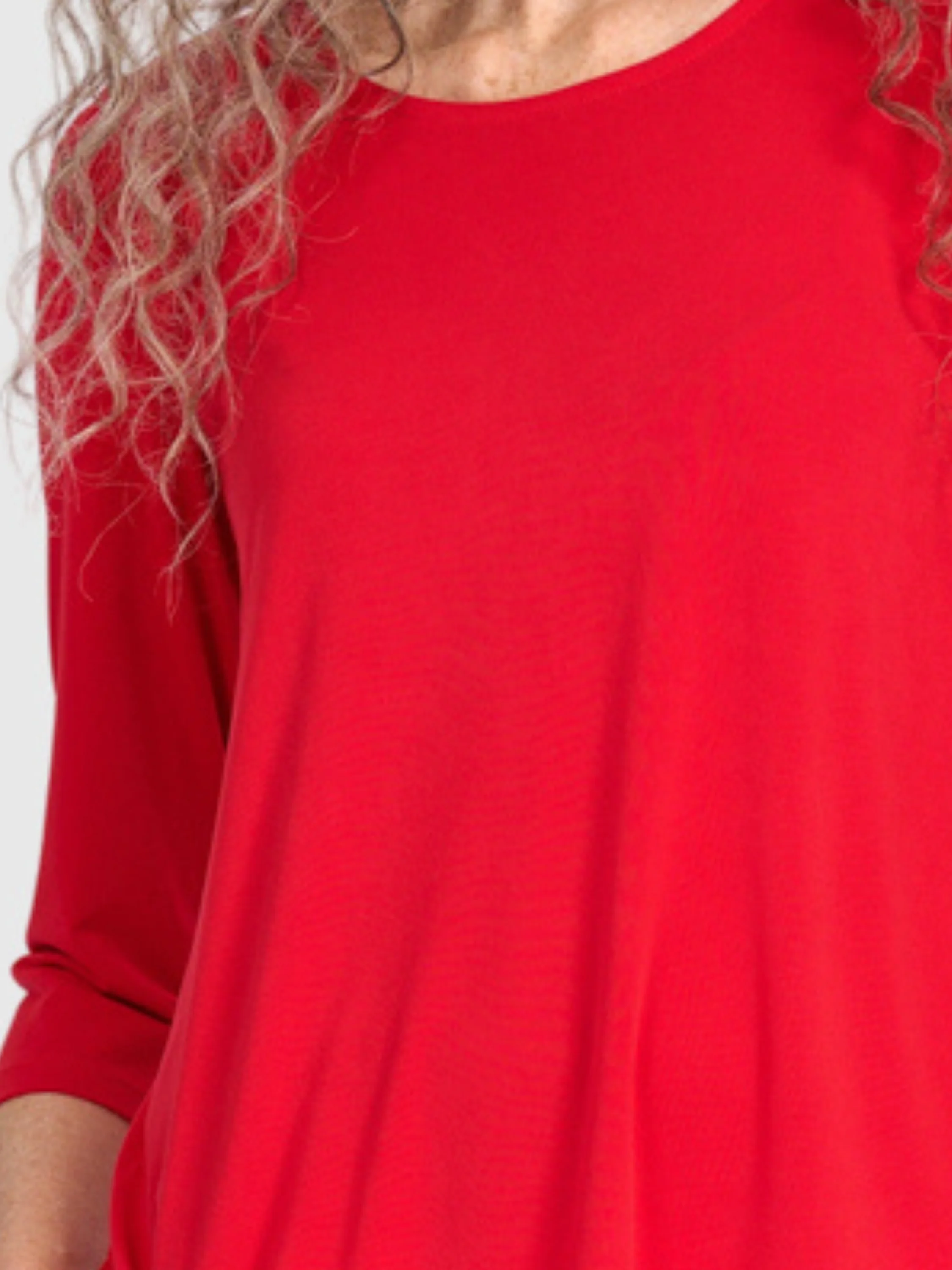 Matte Jersey Crew Top in Red