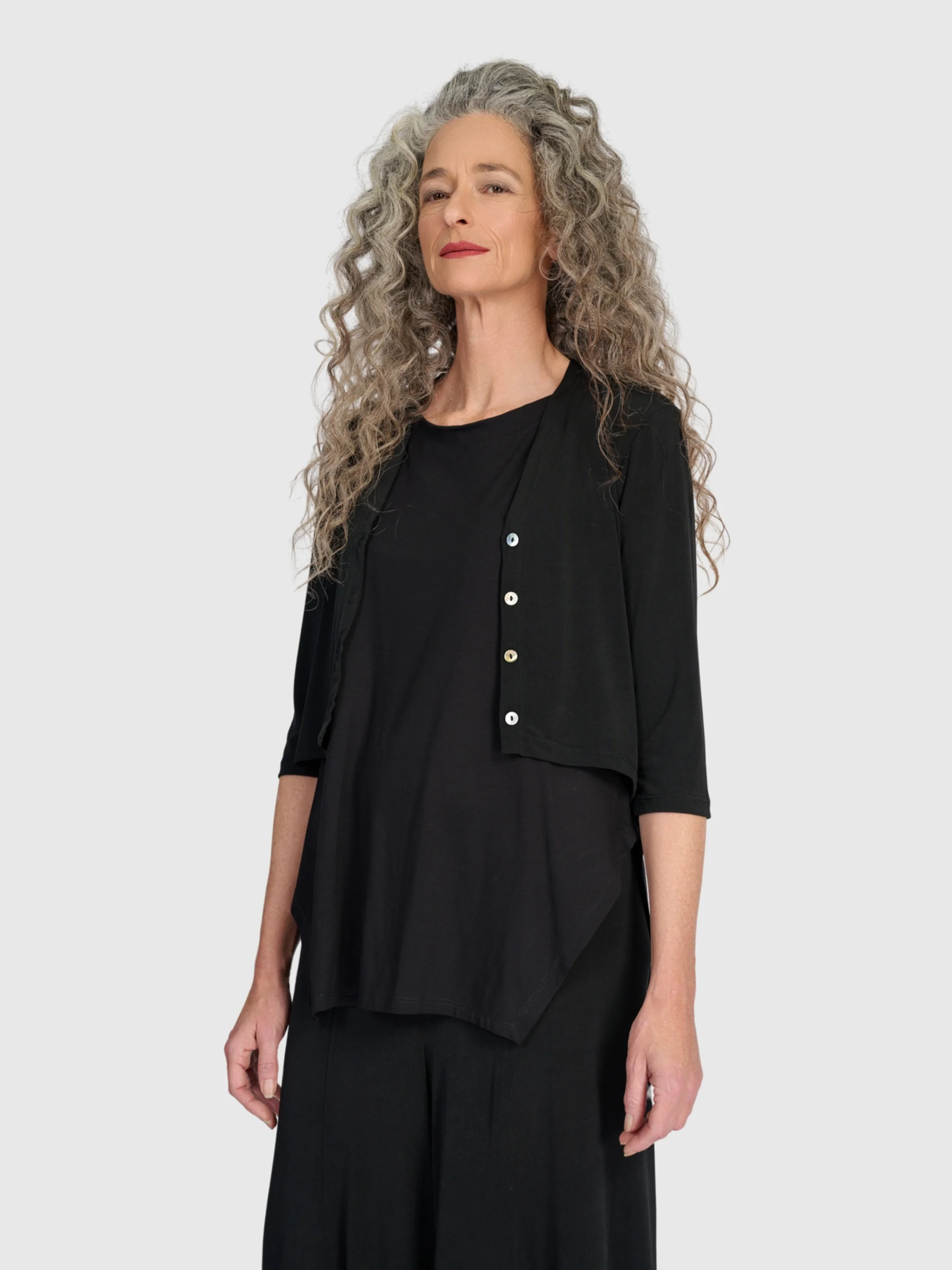 Matte Jersey Crop Cardigan in Black