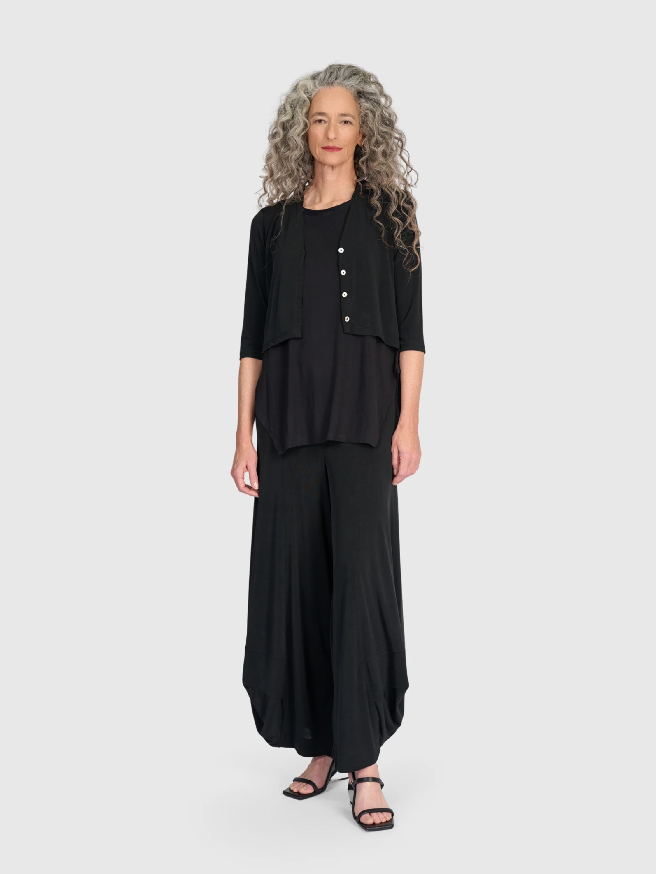 Matte Jersey Crop Cardigan in Black