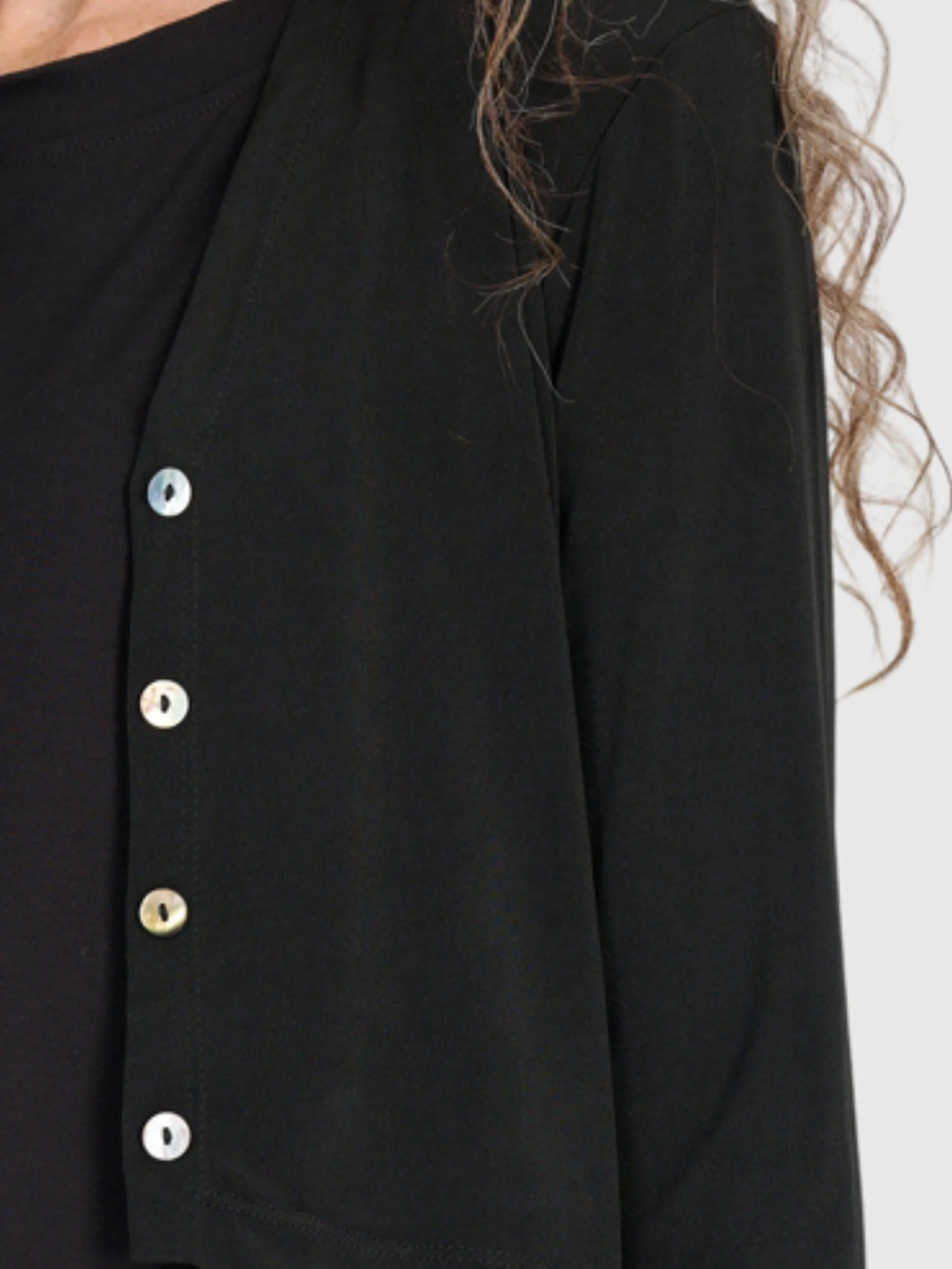 Matte Jersey Crop Cardigan in Black