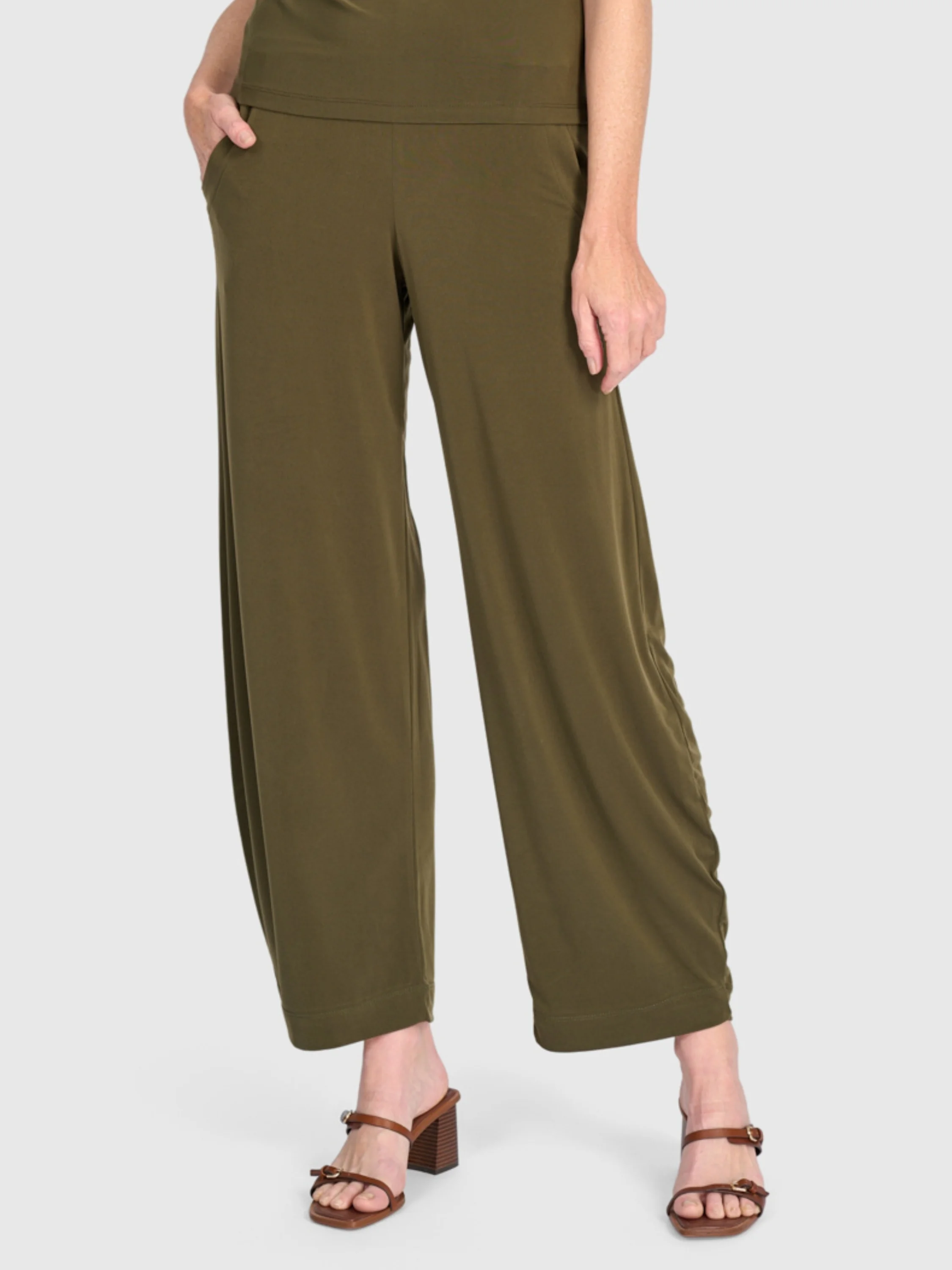 Matte Jersey Flow Pants in Khaki