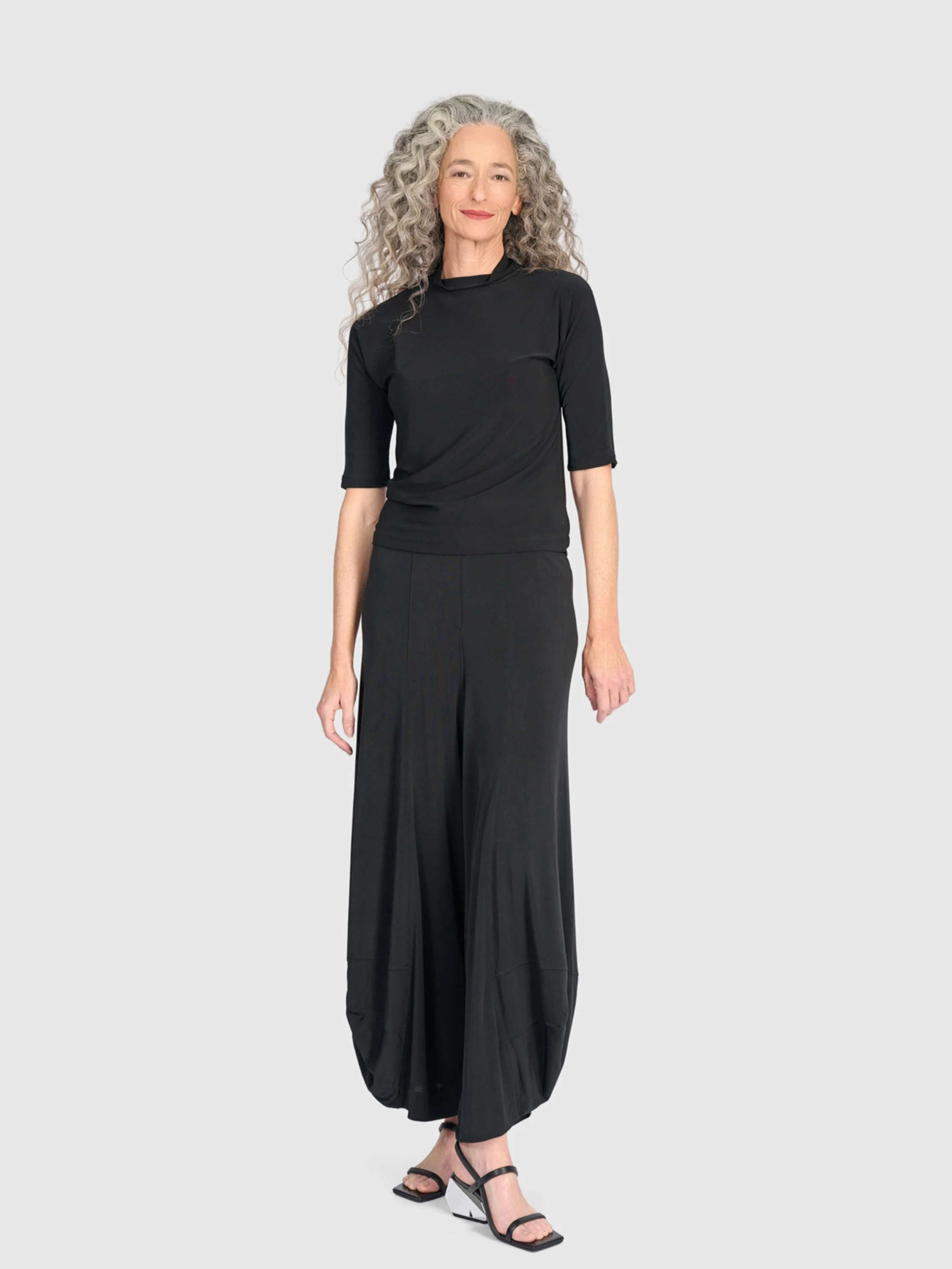 Matte Jersey Mockneck Top in Black
