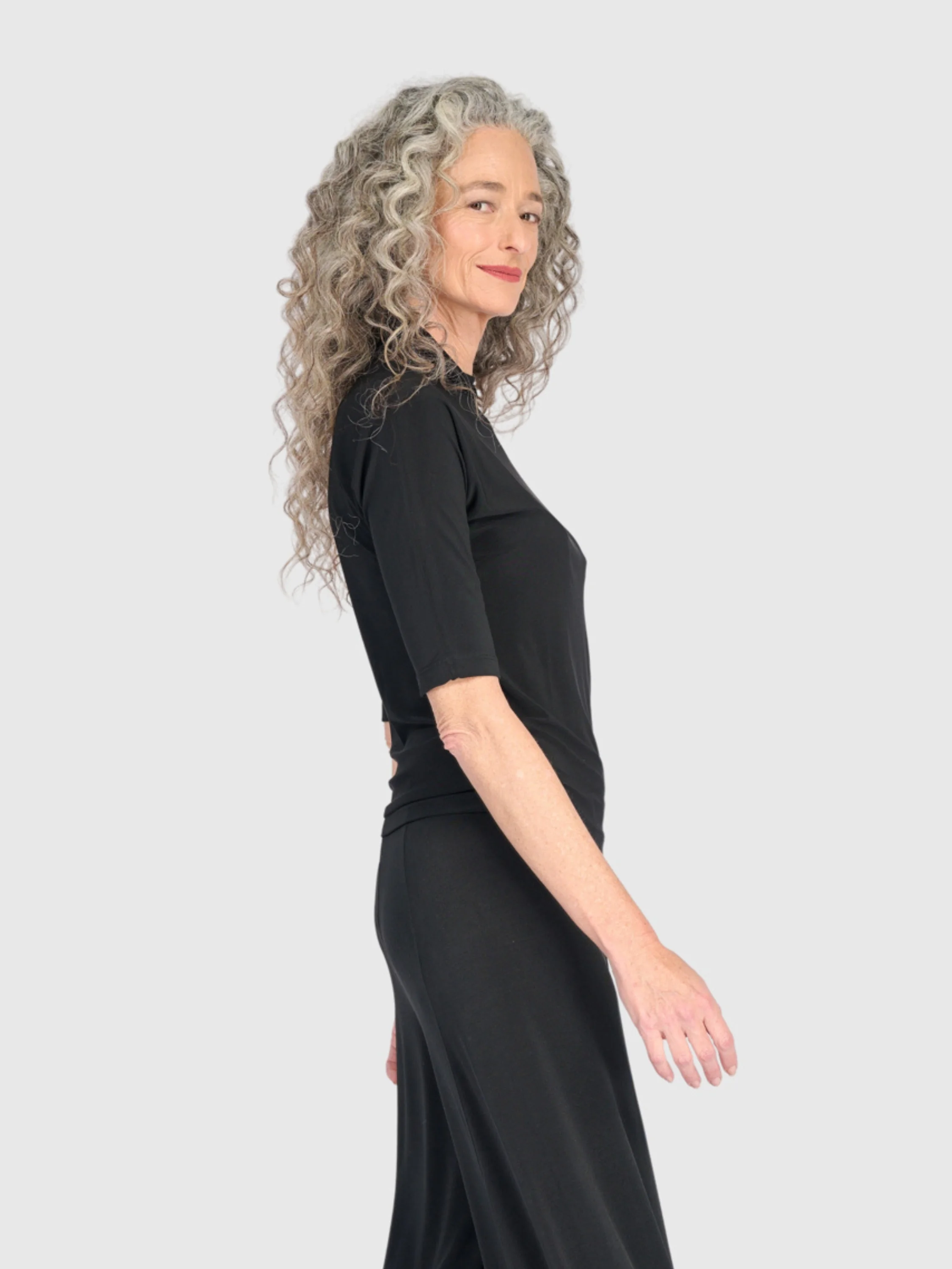 Matte Jersey Mockneck Top in Black