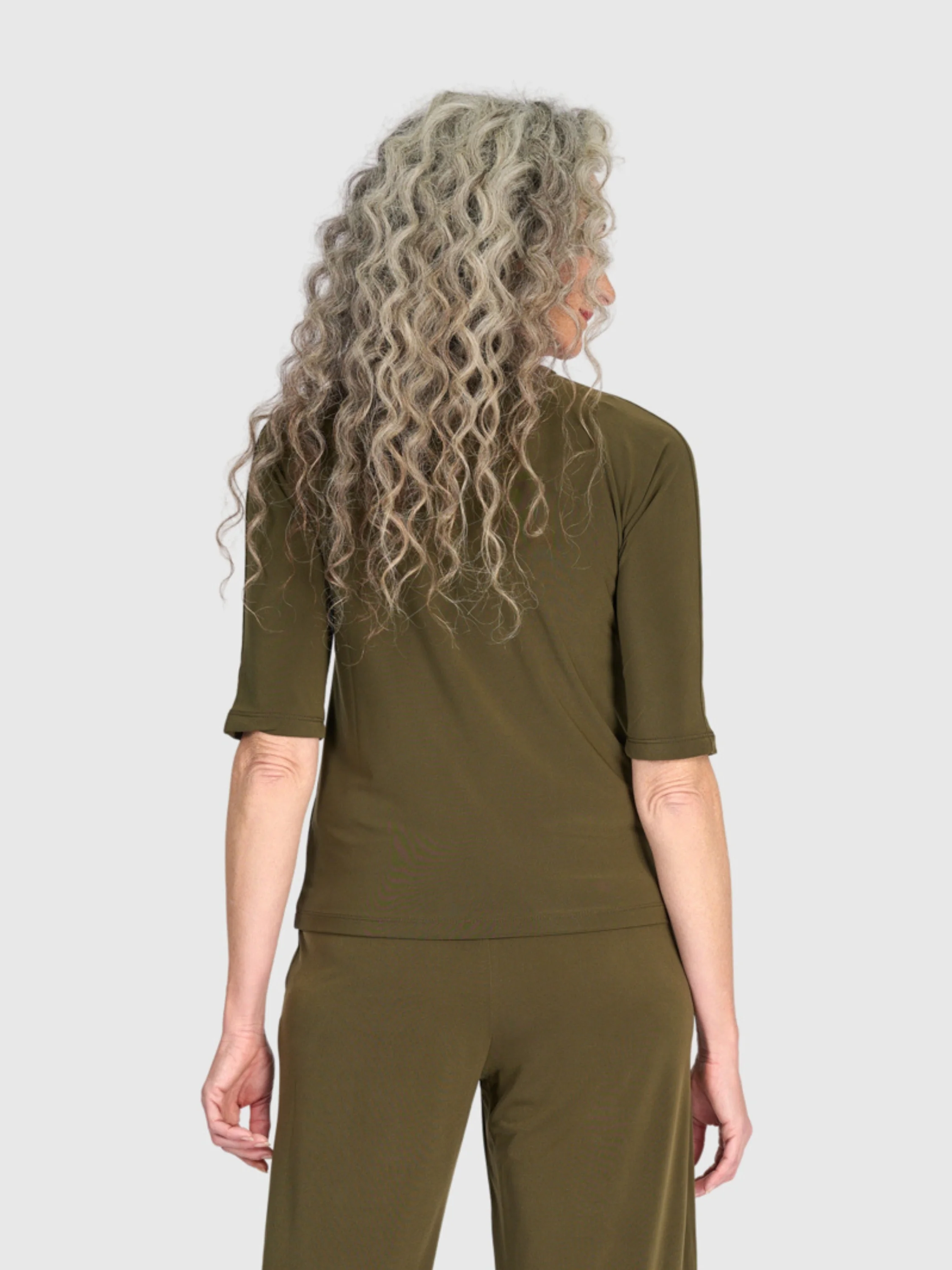 Matte Jersey Mockneck Top in Khaki